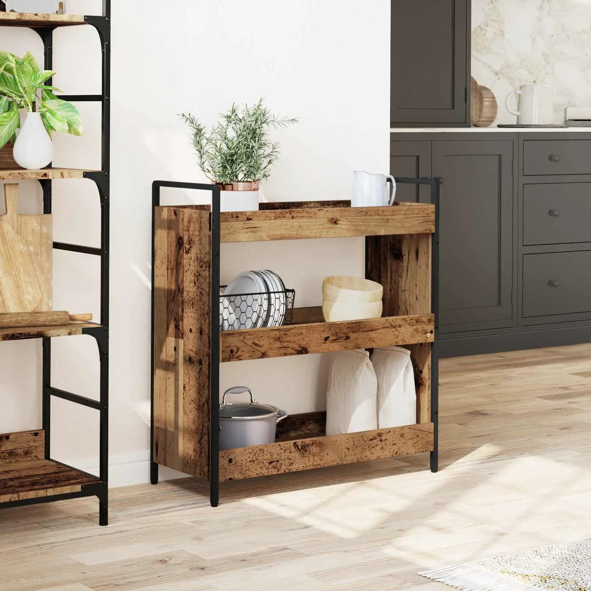 vidaXL Kitchen Trolley Old Wood 70 x 30 x 82 cm Engineered Wood - from vidaXL