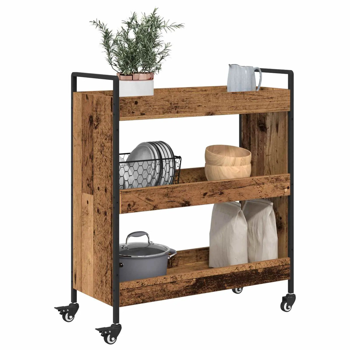 vidaXL Kitchen Trolley Old Wood 70 x 30 x 82 cm Engineered Wood - from vidaXL