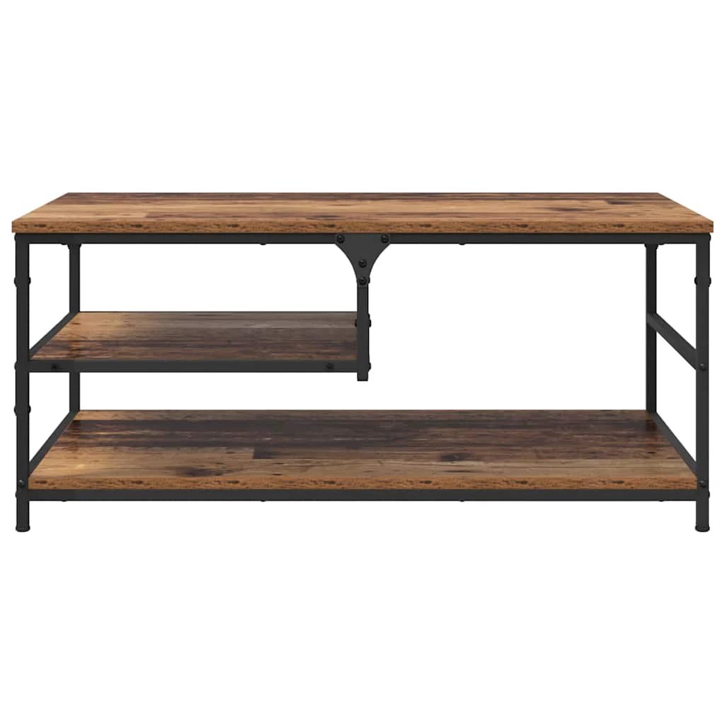 VidaXL Coffee Table 90 x 49 x 40 cm Engineered Wood Rustic Industrial Two Tier Storage For Living Room by vidaXL