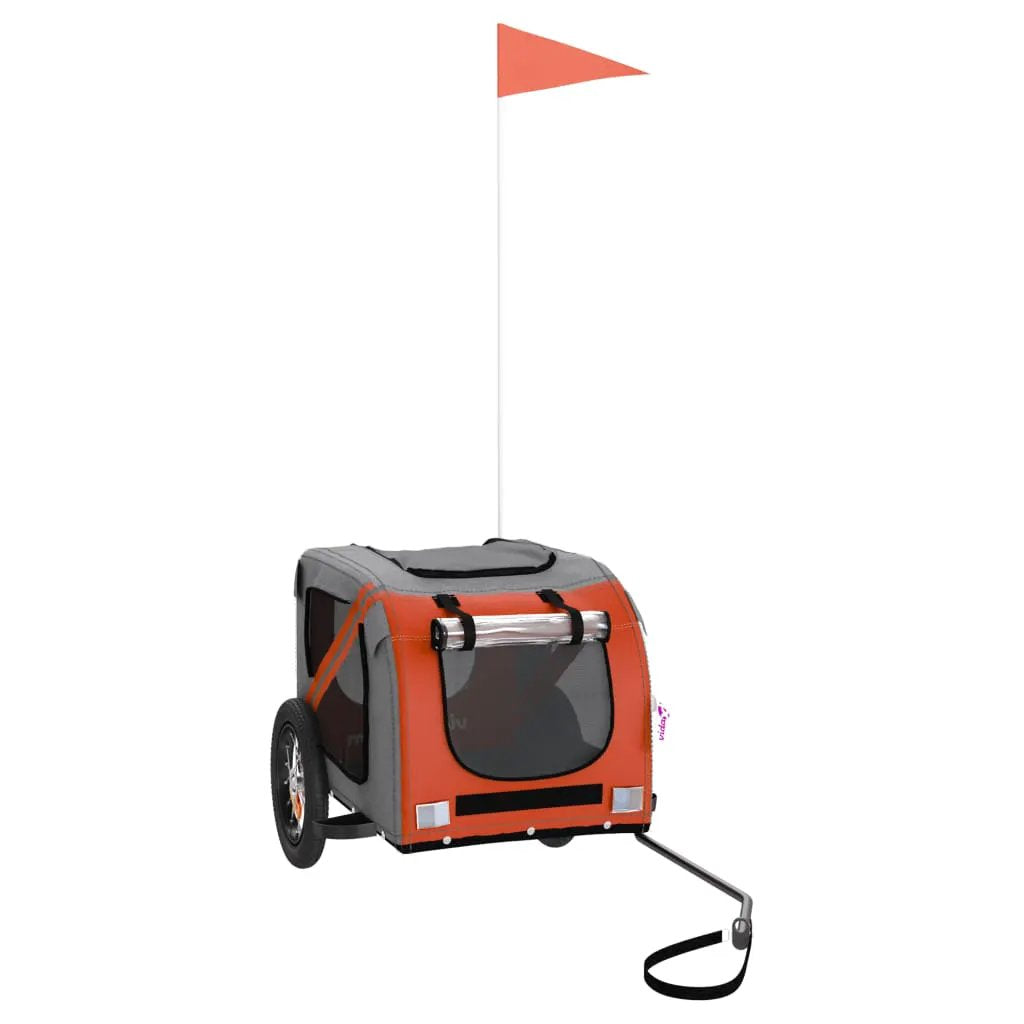vidaXL Pet Bike Trailer Orange and Grey Oxford Fabric and Iron - from vidaXL