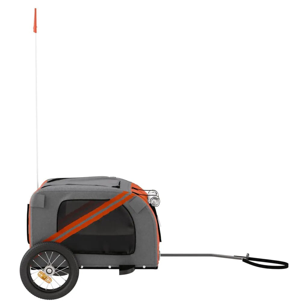 vidaXL Pet Bike Trailer Orange and Grey Oxford Fabric and Iron - from vidaXL