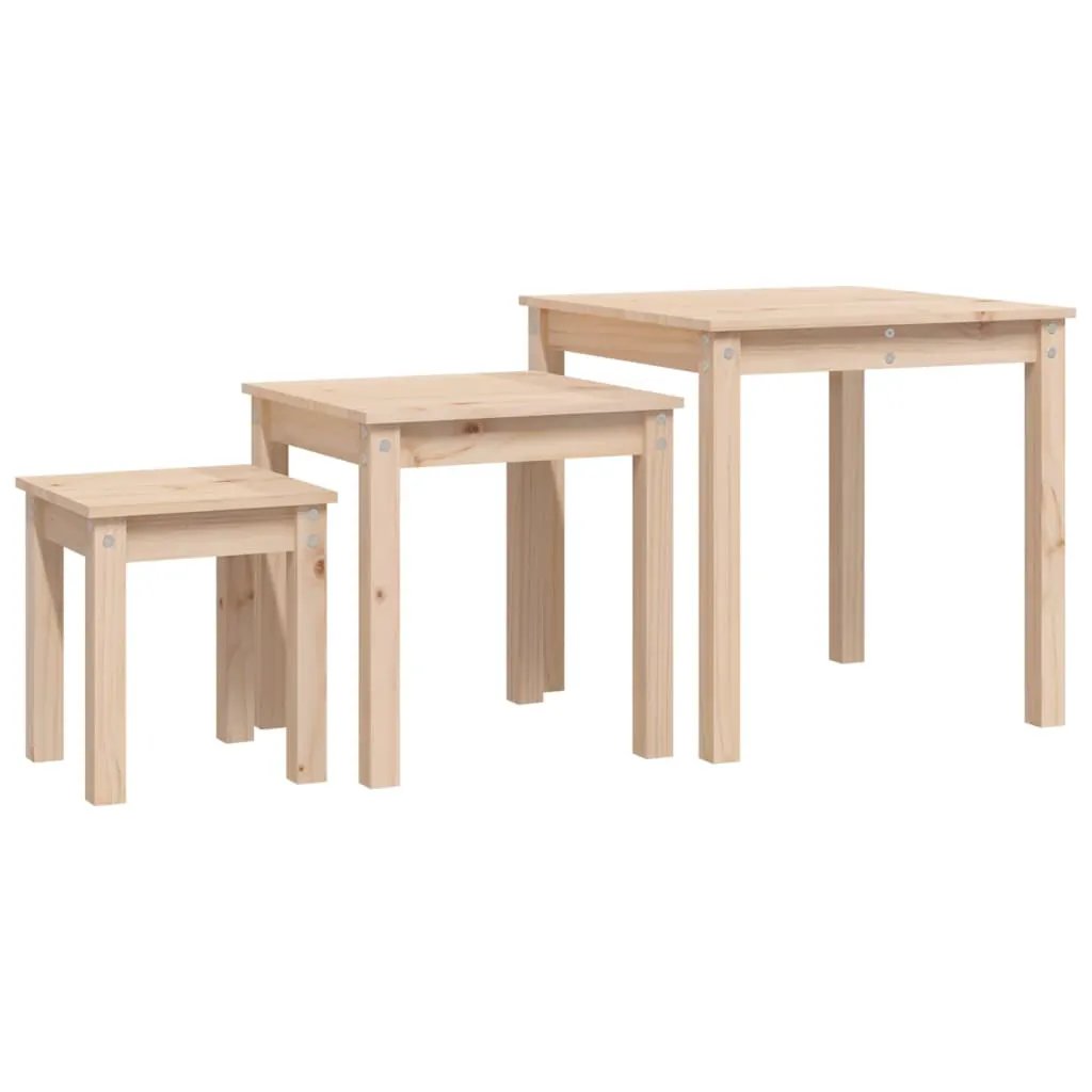 vidaXL vidaXL Nesting Tables 3 pcs Solid Wood Pine - Nest of Tables
