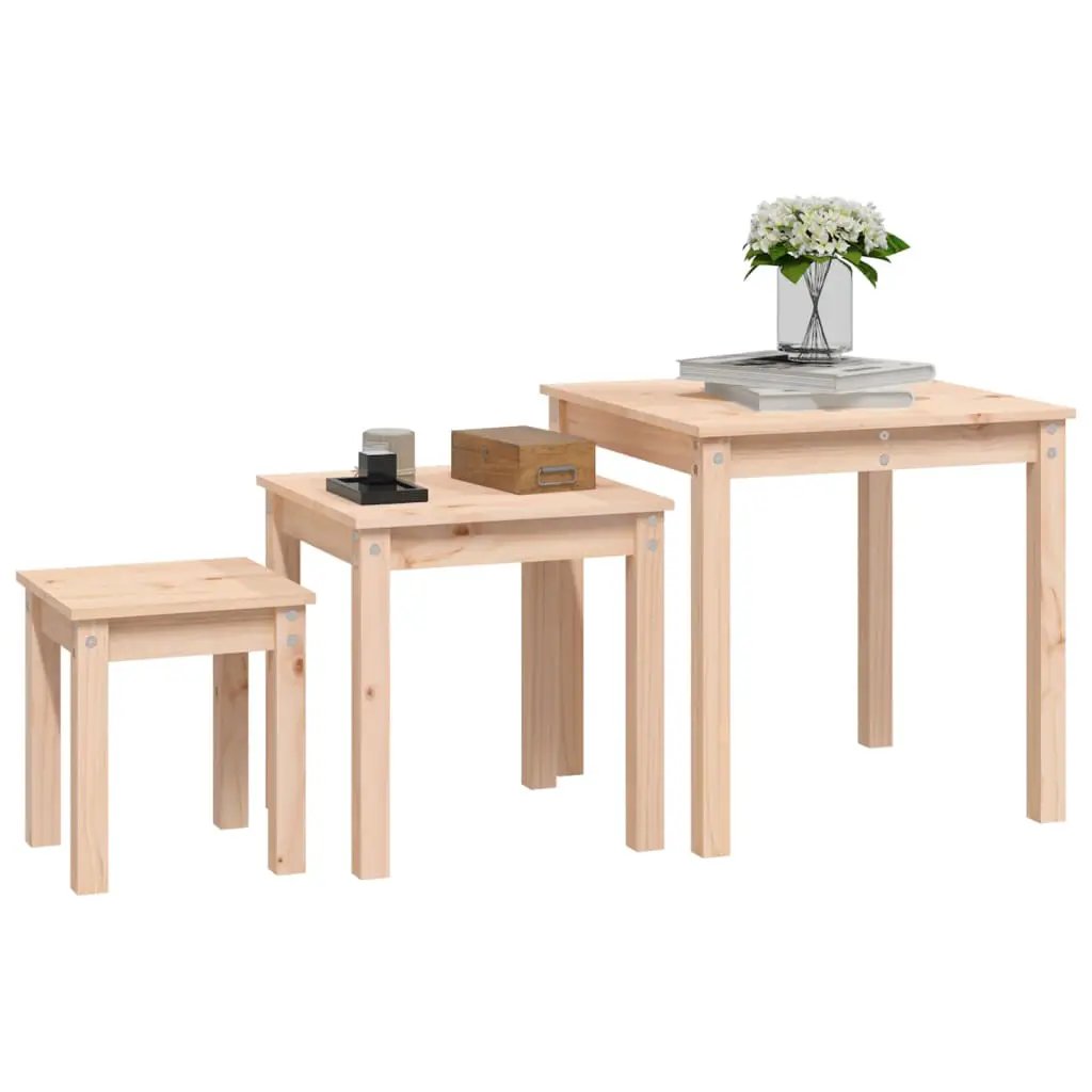 vidaXL vidaXL Nesting Tables 3 pcs Solid Wood Pine - Nest of Tables