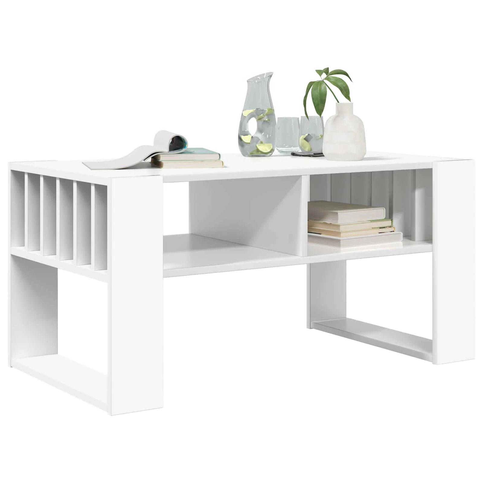 vidaXL vidaXL Coffee Table 92x49.5x45 cm Engineered Wood Open Shelf Durable Rustic Finish For Living Room Decor - Coffee Table