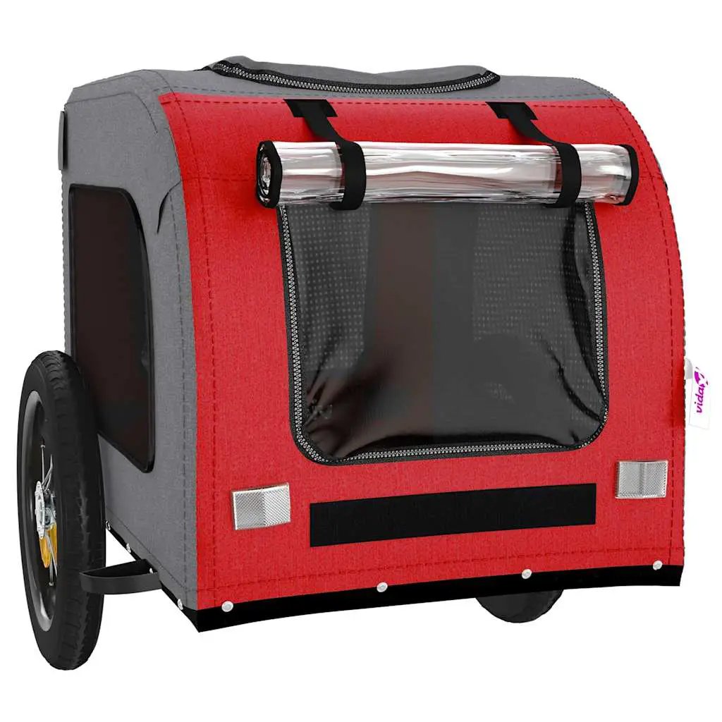 vidaXL Pet Bike Trailer Red and Grey Oxford Fabric and Iron - from vidaXL