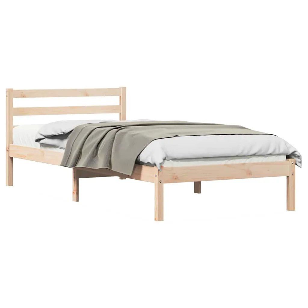 vidaXL vidaXL Bed Frame Brown 215.5 x 85.5 x 69.5 cm Solid Pine Wood - Bed Frames