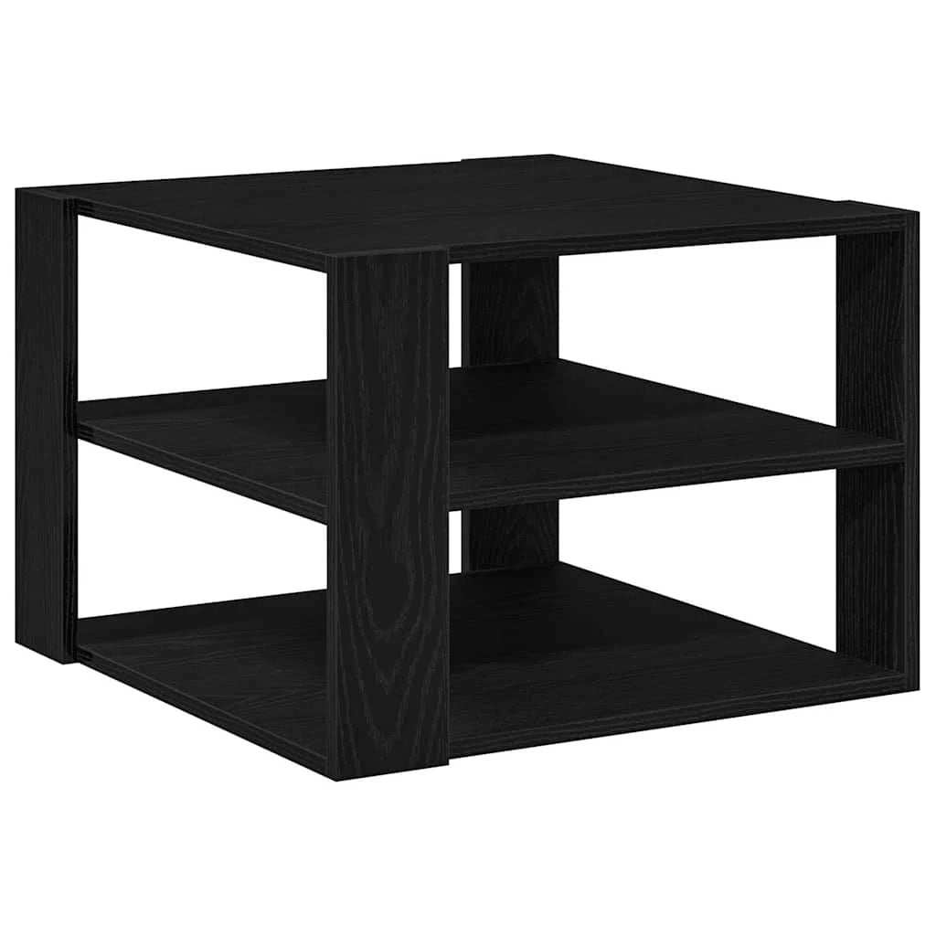 vidaXL Coffee Table 58 by 58 by 40 cm Black Oak Engineered Wood Modern Living Room Decor by vidaXL