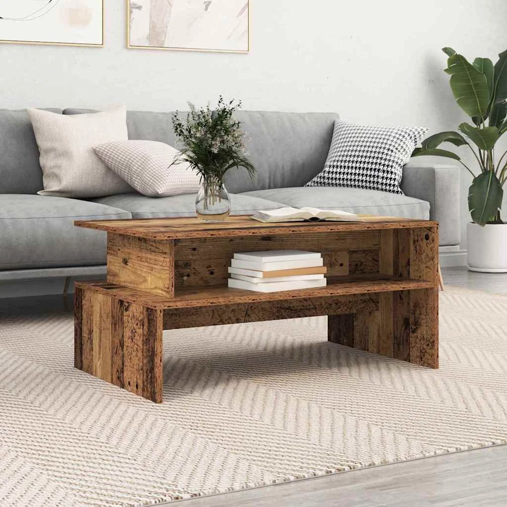 vidaXL Coffee Table 90 x 55 x 42.5 cm Engineered Wood Modern Rectangle Two-Tier Storage Living Room by vidaXL