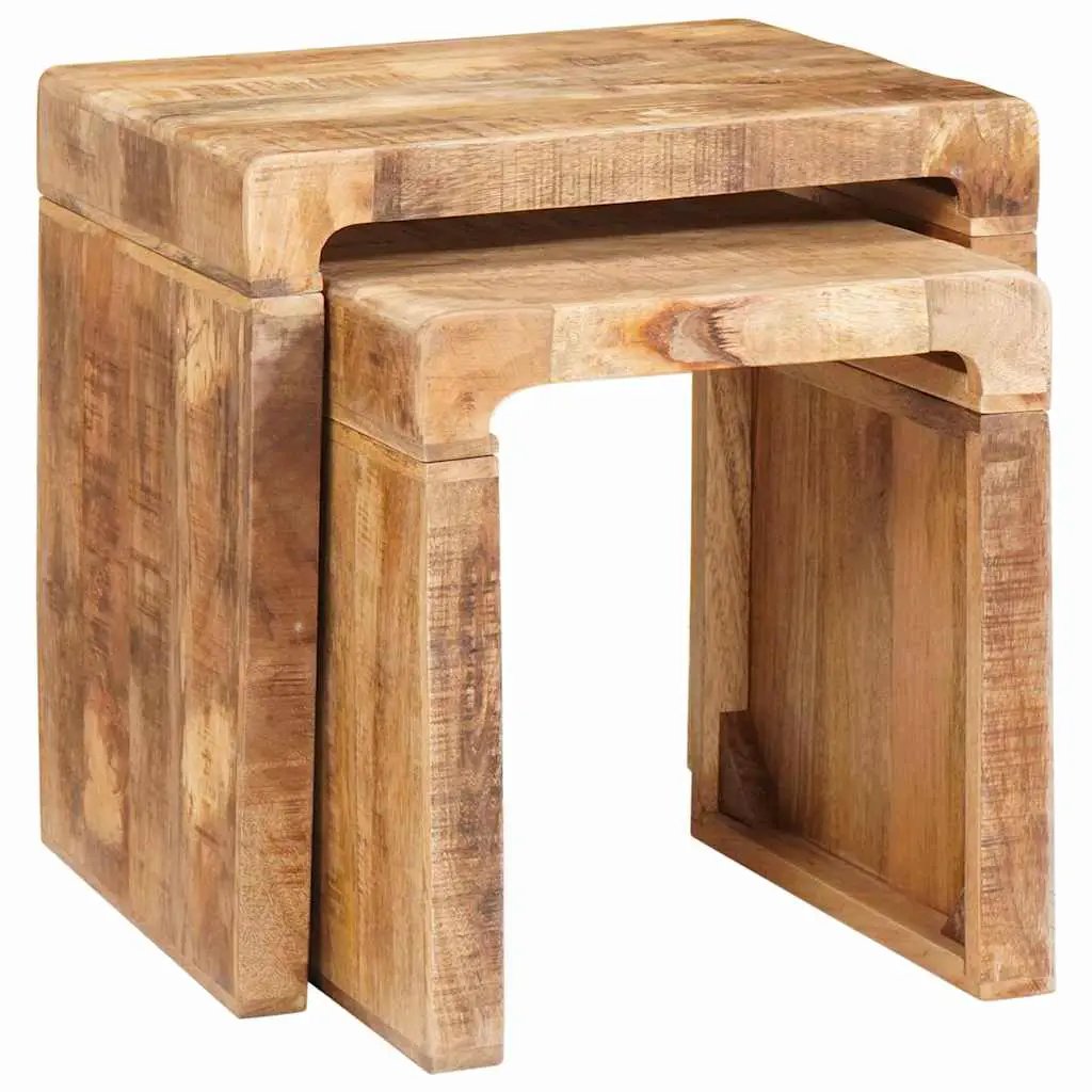 vidaXL vidaXL Nesting Tables 2 pcs Brown 46 x 40 x 46 cm Solid Mango Wood - Nest of Tables
