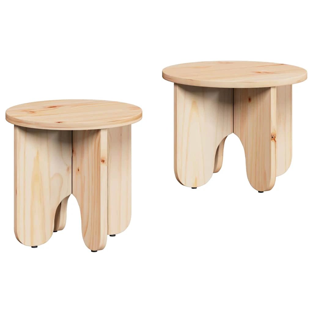 VidaXL Round Coffee Table 2Pcs Natural Pine Home by vidaXL