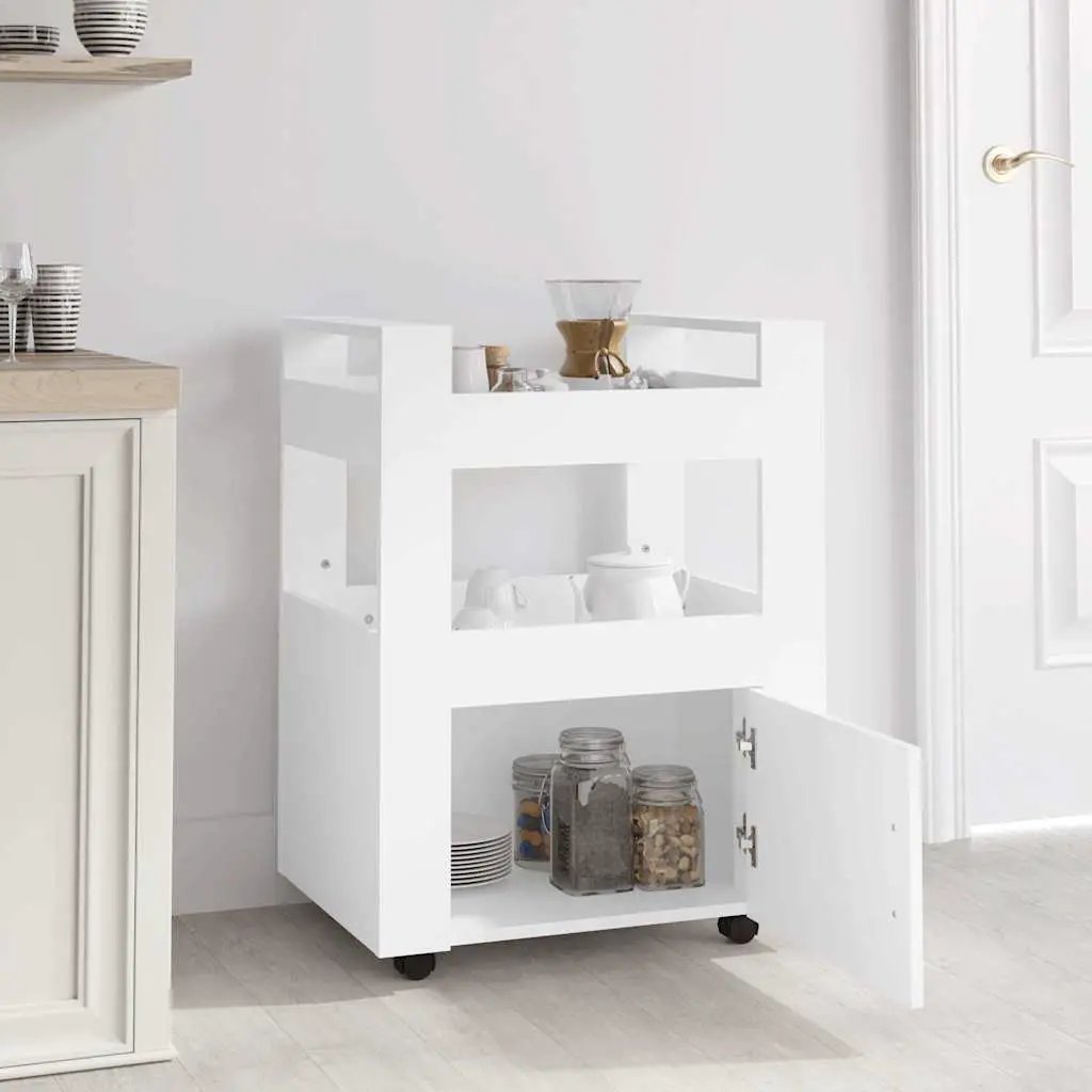 vidaXL Kitchen Trolley White 60x45x80 cm Engineered Wood - from vidaXL
