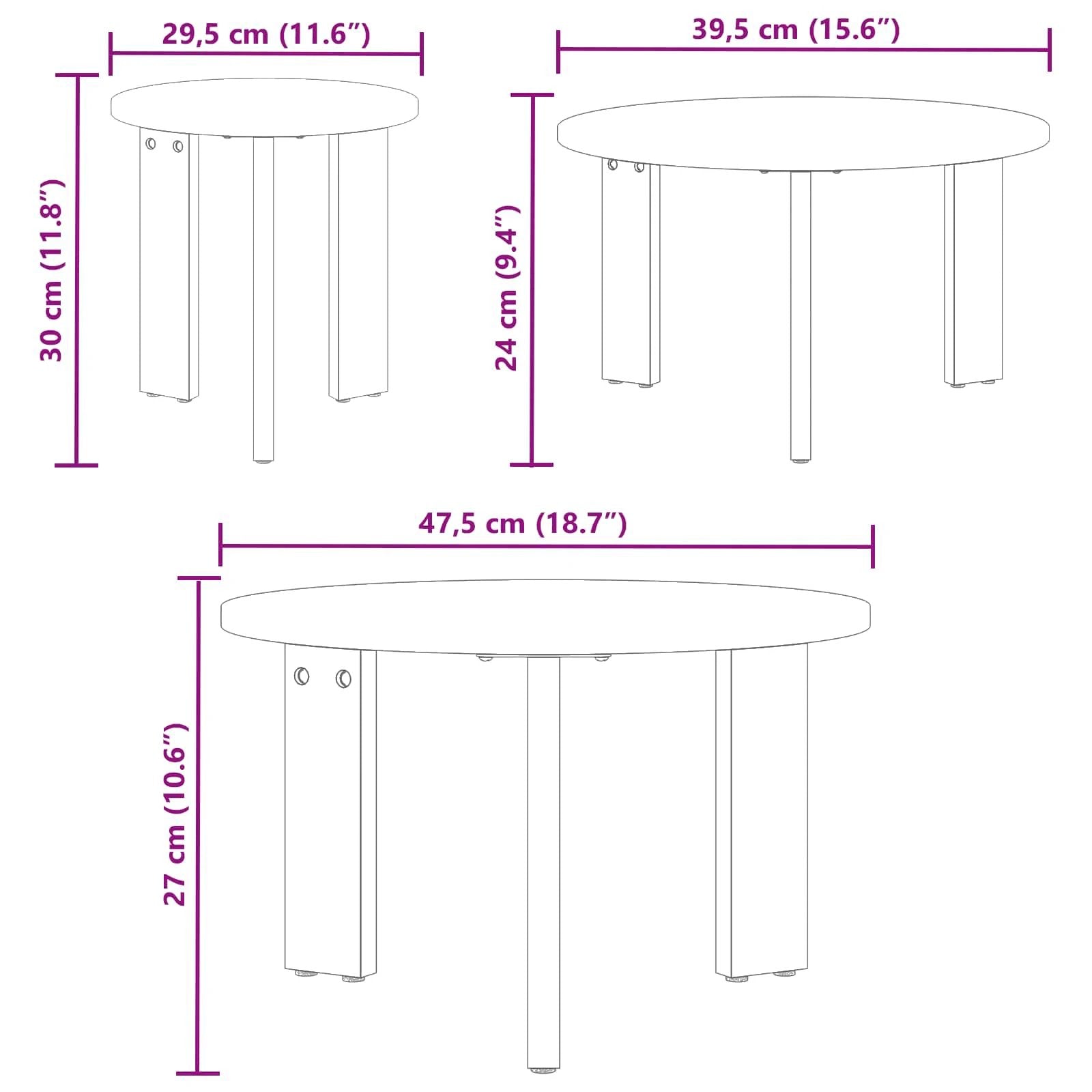 vidaXL 3 Piece Solid Pine Coffee Tables Set Home by vidaXL