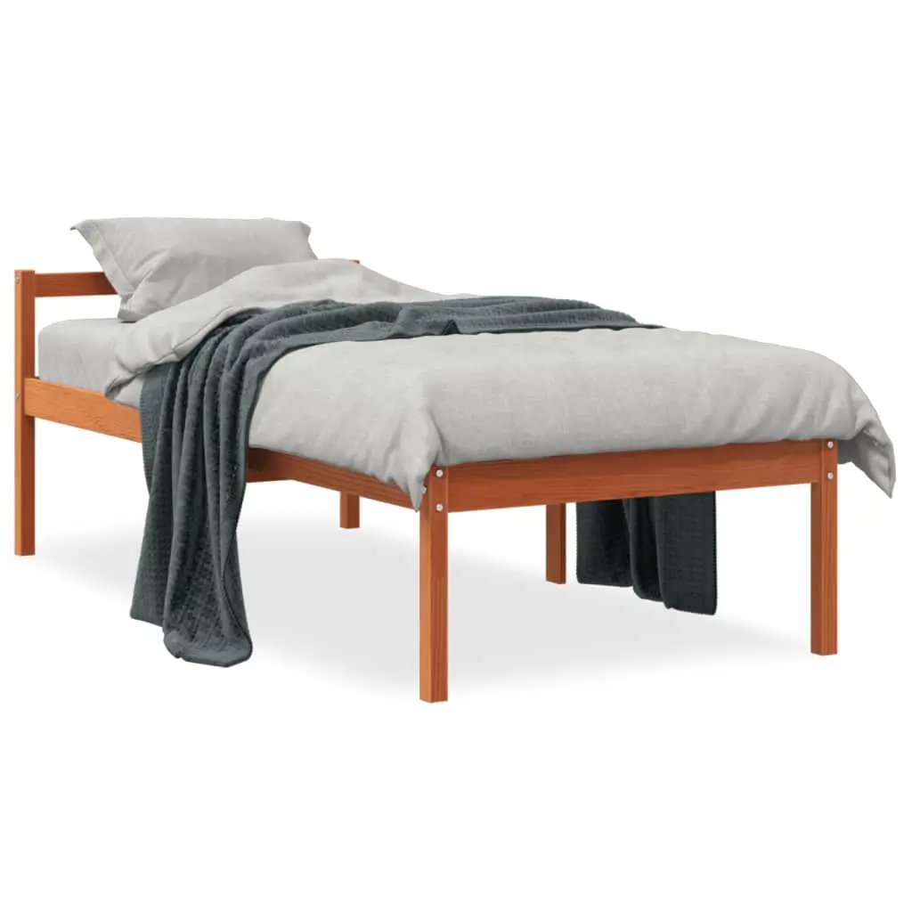 vidaXL vidaXL Senior Bed without Mattress Wax Brown 75x190 cm Small Single Solid Wood Pine - Bed Frames