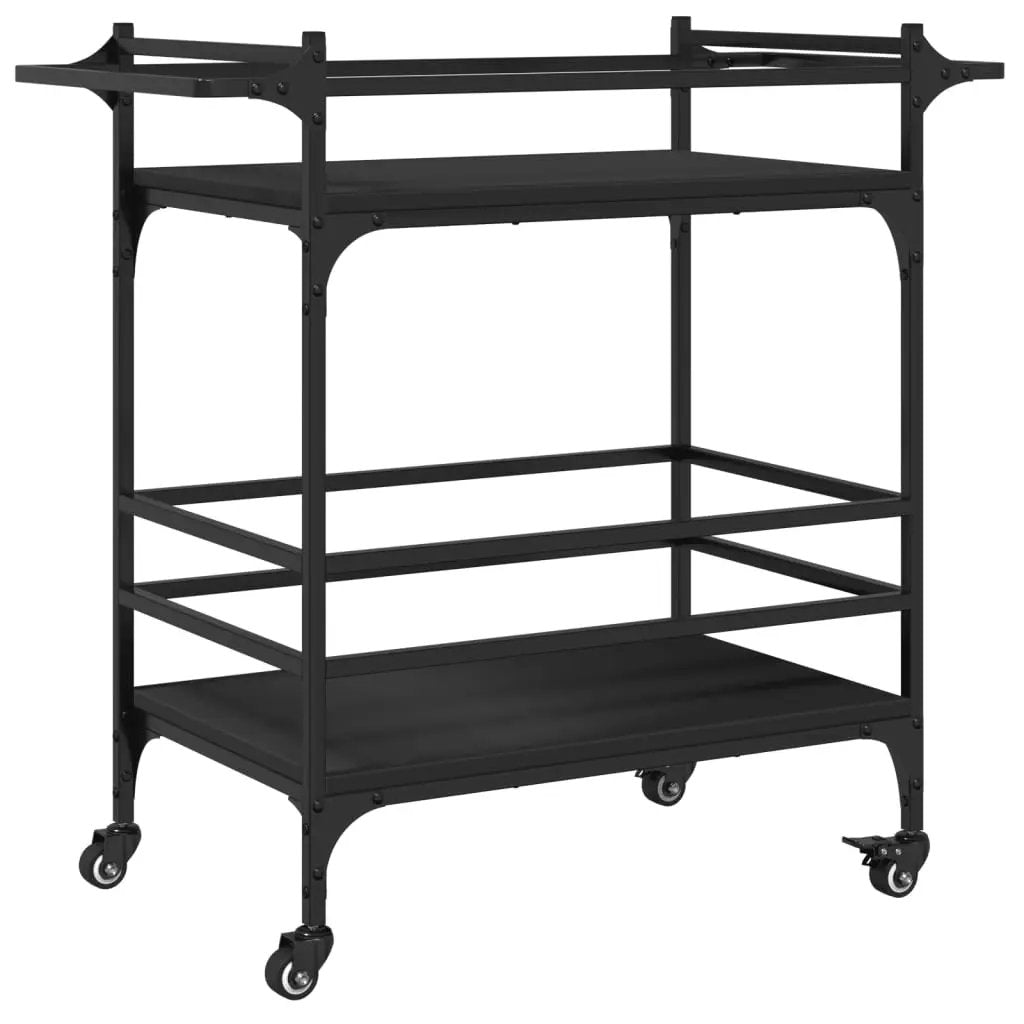 vidaXL Kitchen Trolley Black 82x40x78.5 cm Engineered Wood - from vidaXL