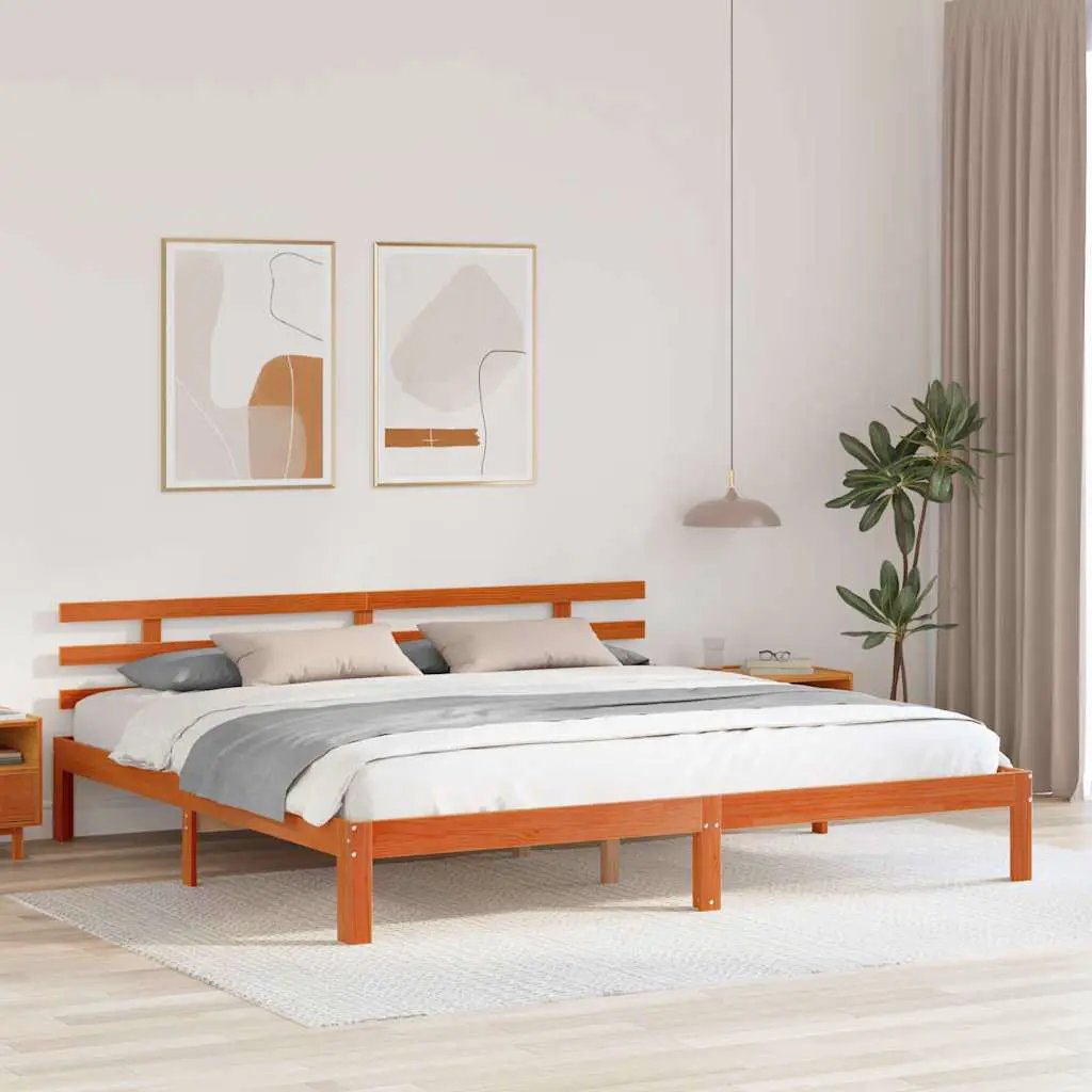 vidaXL vidaXL Bed Frame Wax Brown 203.5 x 205.5 x 69.5 cm Solid Wood Pine - Bed Frames