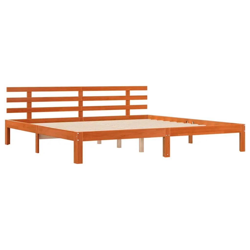 vidaXL vidaXL Bed Frame Wax Brown 203.5 x 205.5 x 69.5 cm Solid Wood Pine - Bed Frames