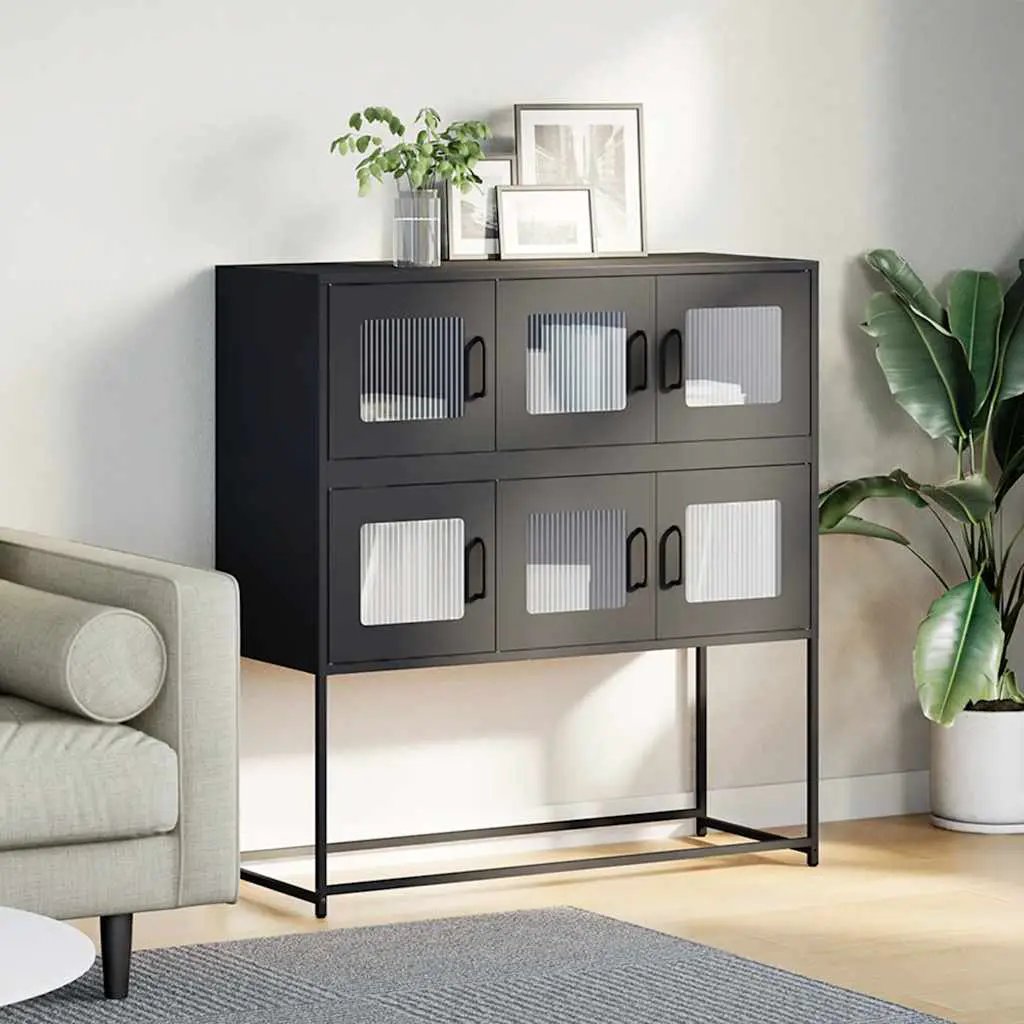 vidaXL vidaXL Sideboard Black 100.5x39x107 cm Cold-rolled Steel - Sideboard