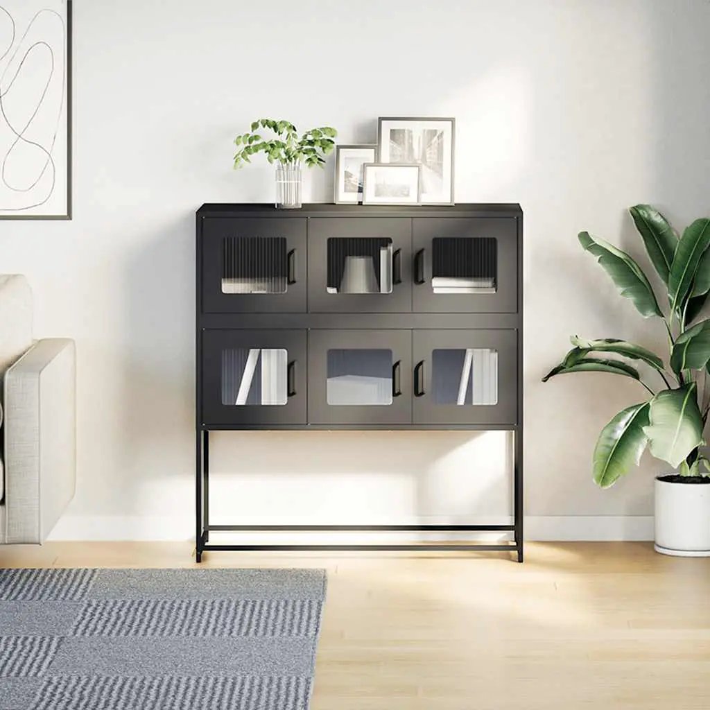 vidaXL vidaXL Sideboard Black 100.5x39x107 cm Cold-rolled Steel - Sideboard