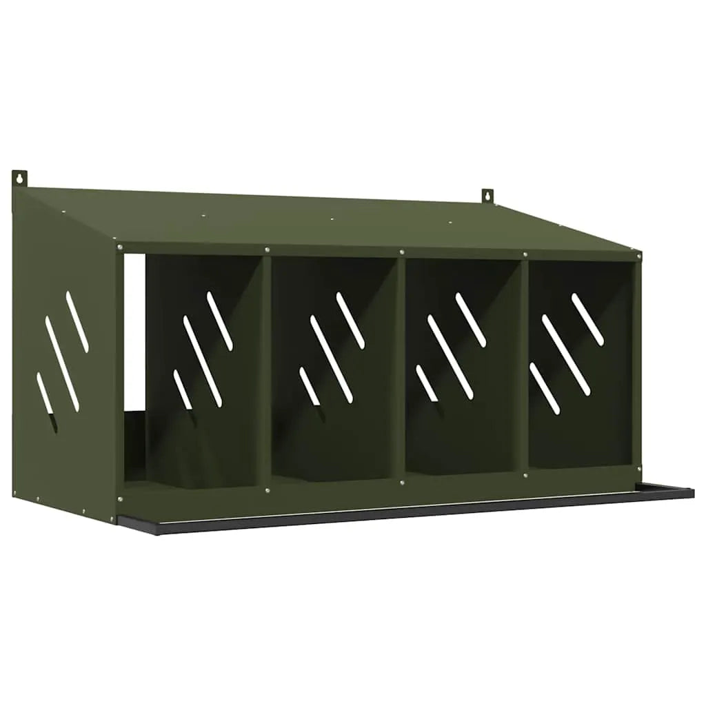 vidaXL Chicken Nesting Box with 4 Compartments Olive Green Metal - from vidaXL