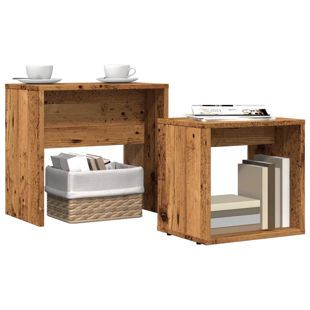 vidaXL vidaXL Nesting Coffee Tables 2 Piece Set Space Saving Modern Engineered Wood For Small Spaces Living Room - Coffee Table