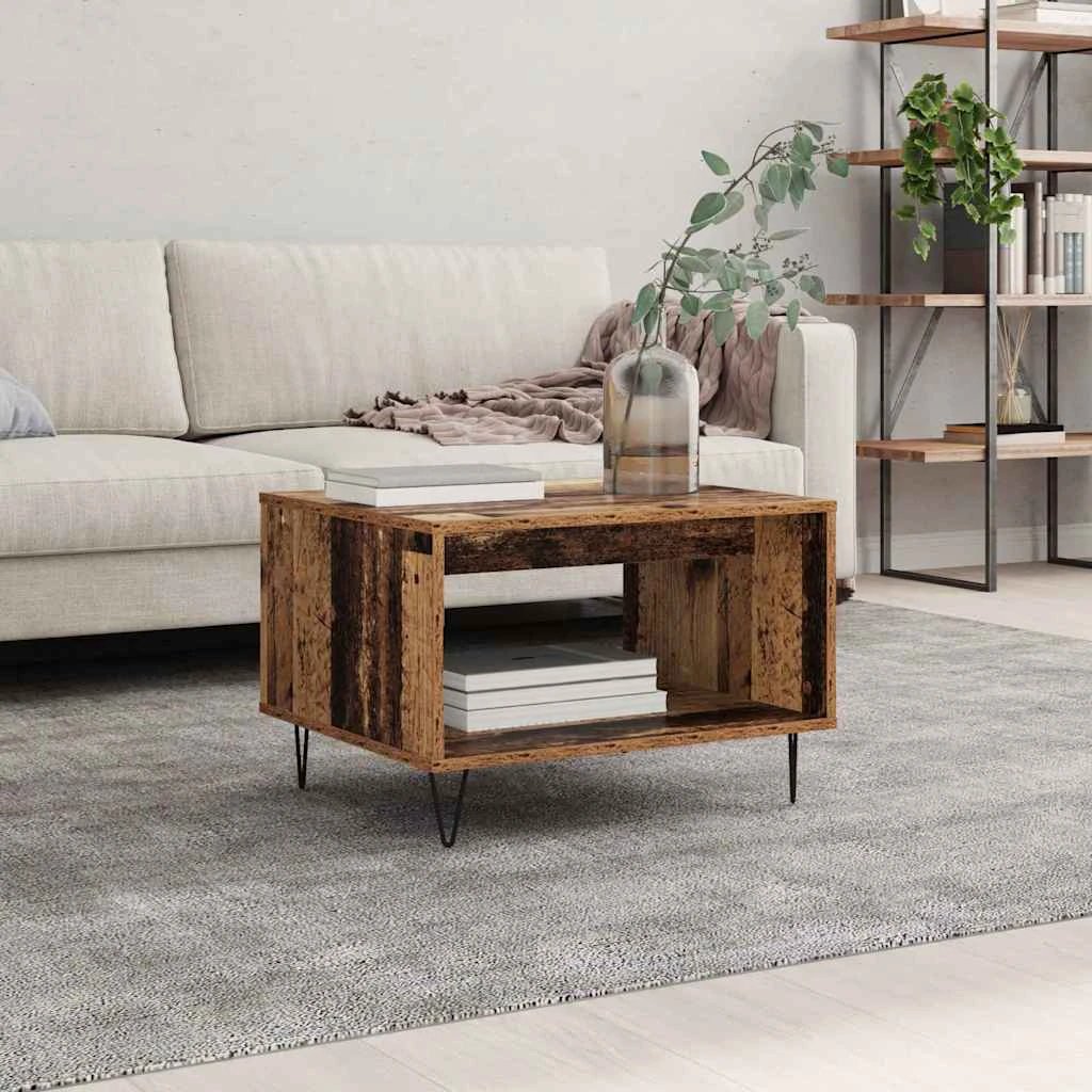 vidaXL Coffee Table 60x50x40 cm White Engineered Wood Open Shelf for Living Room by vidaXL