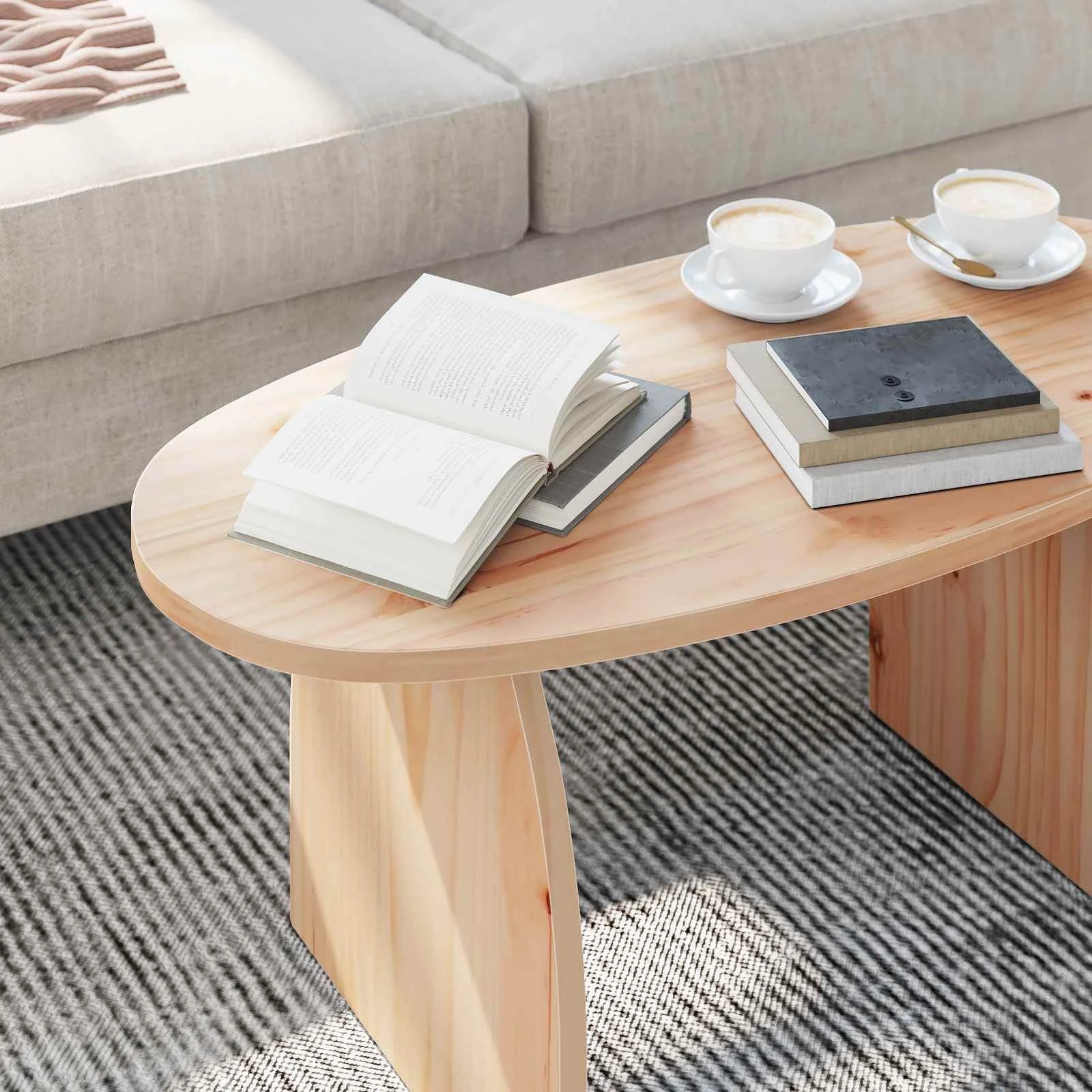 vidaXL vidaXL Rustic Oval Pine Coffee Table 80 Cm by 40 Cm by 35 Cm Solid Pine Wood for Living Room - Coffee Table
