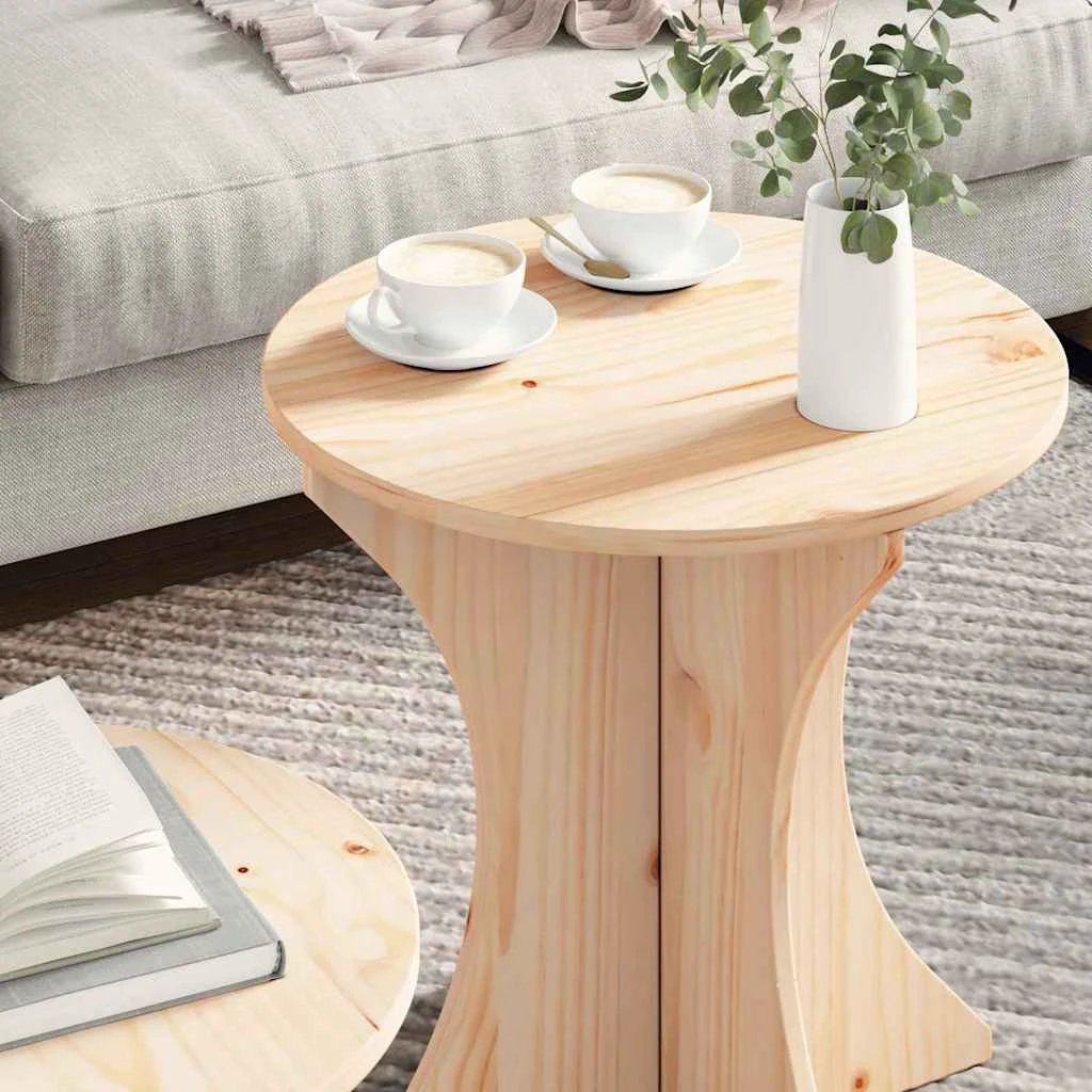 vidaXL VidaXL Round Pine Coffee Tables Set Dual Height - Coffee Table