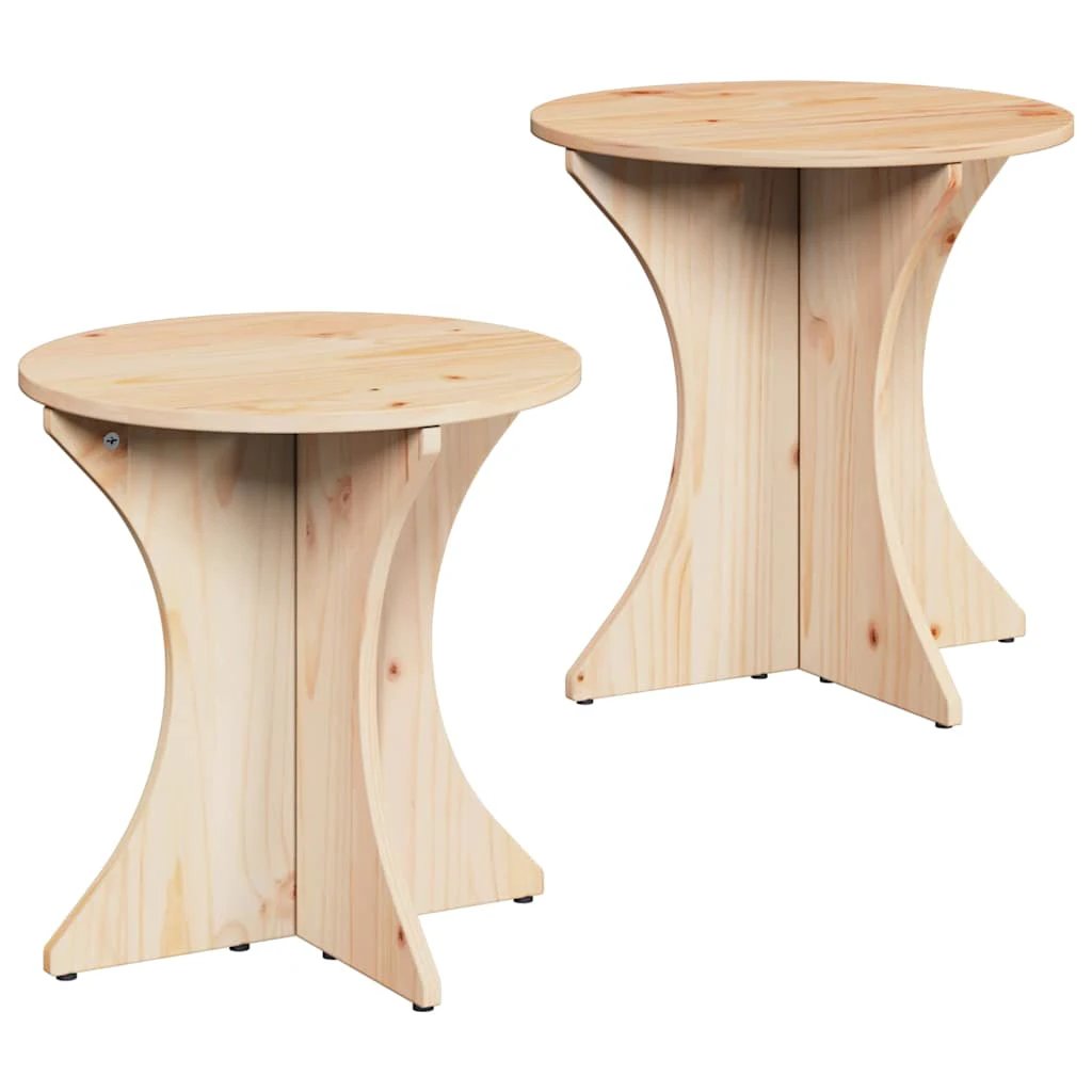 vidaXL VidaXL Round Pine Coffee Tables Set Dual Height - Coffee Table
