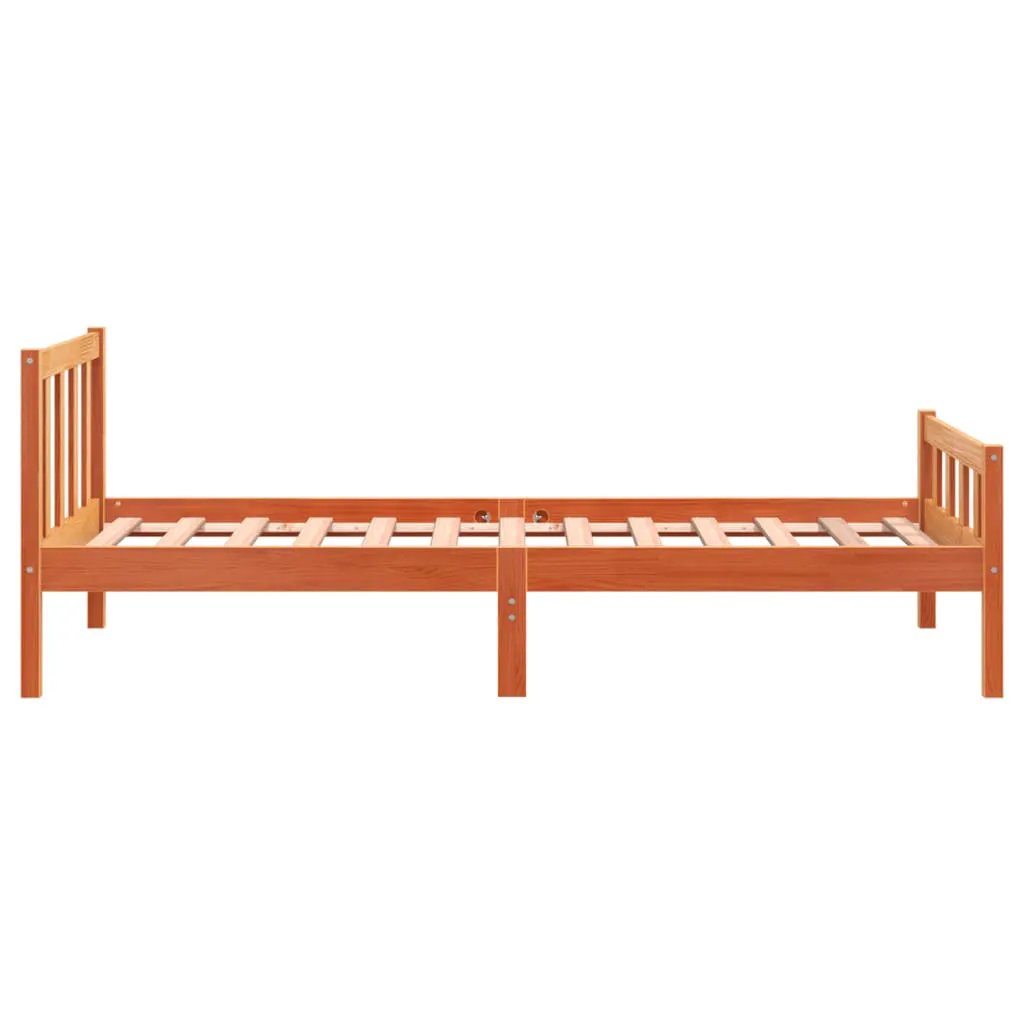 vidaXL vidaXL Bed Frame without Mattress Wax Brown 75x190 cm Small Single Solid Wood Pine - Bed Frames
