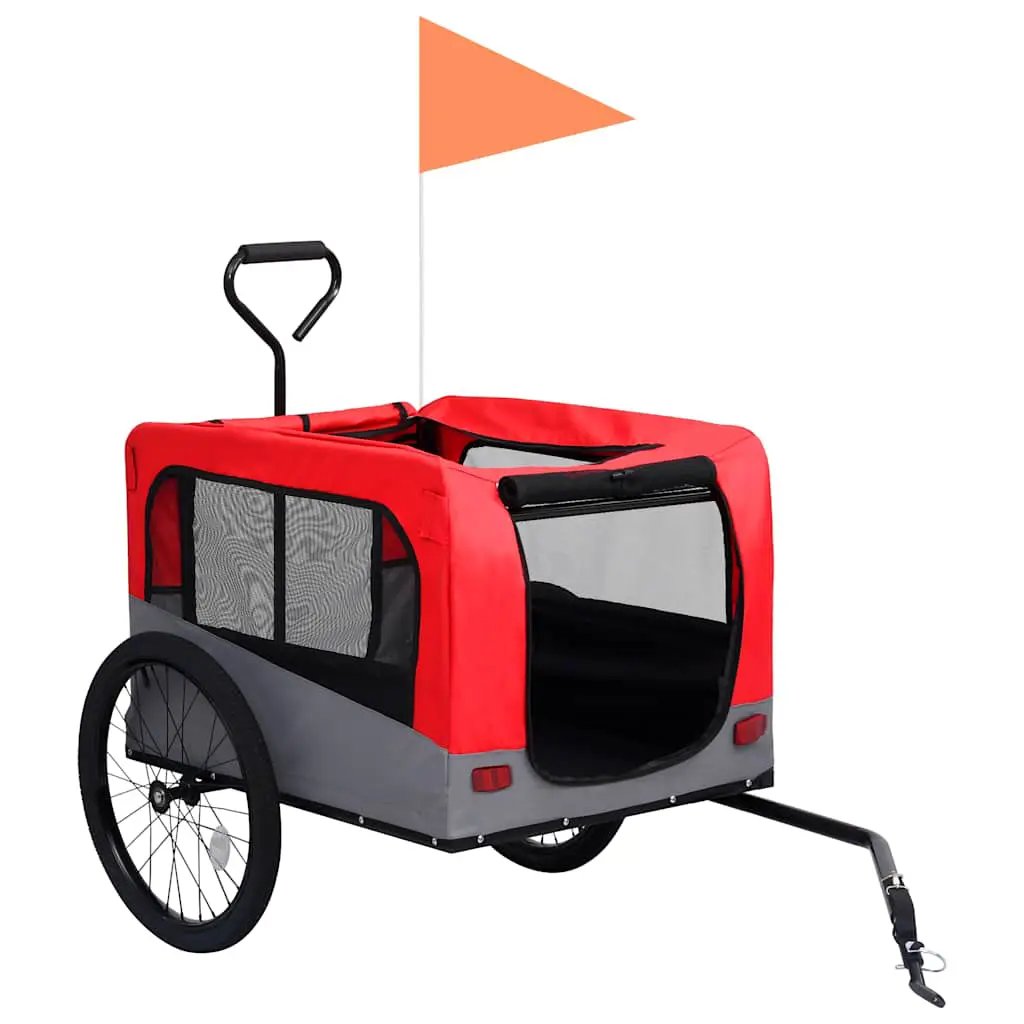 vidaXL Pet Bike Trailer | Red and Grey | Oxford fabric, steel, metal board - from vidaXL
