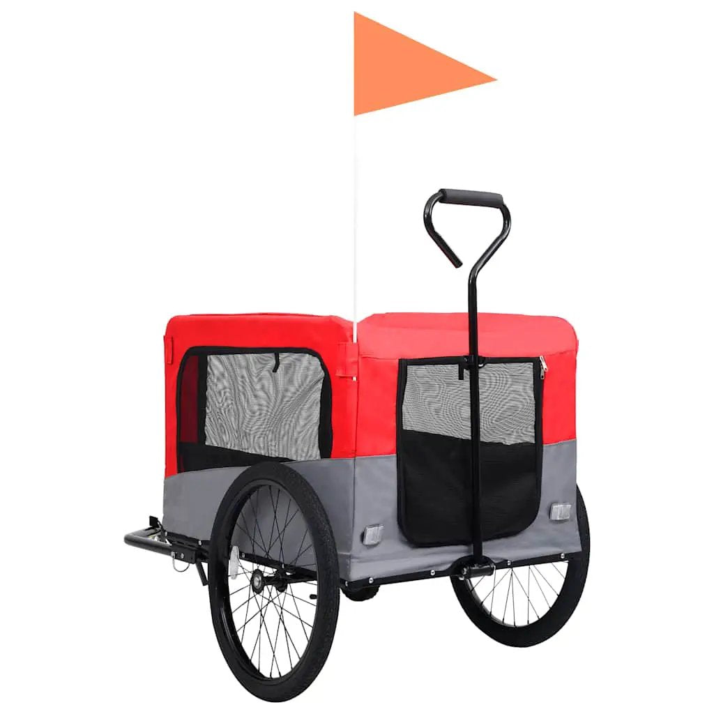 vidaXL Pet Bike Trailer | Red and Grey | Oxford fabric, steel, metal board - from vidaXL