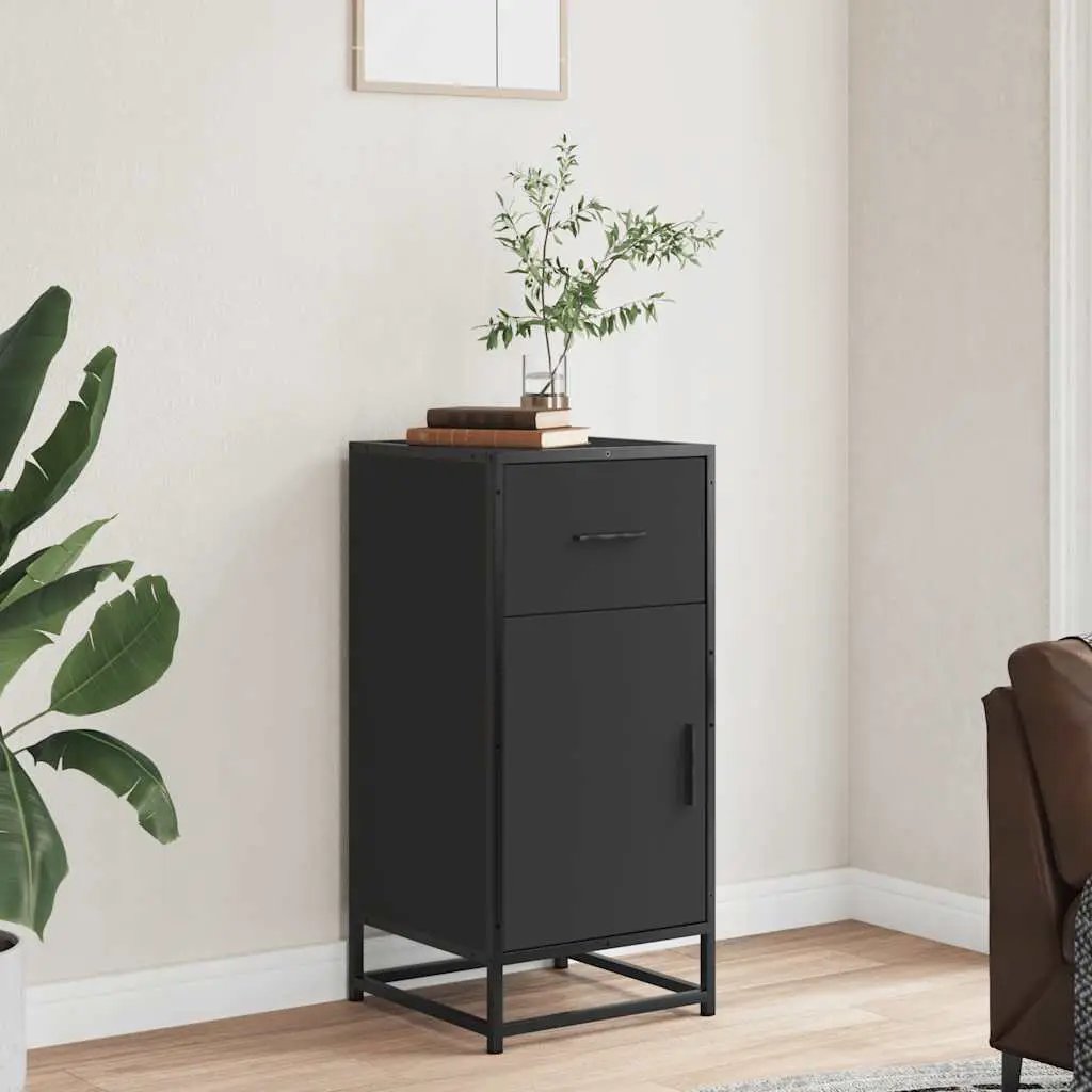 vidaXL vidaXL Sideboard Black 35.5x35x76 cm Engineered Wood and Metal - Sideboard