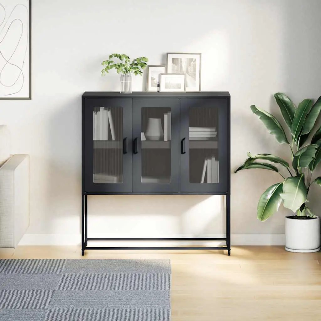 vidaXL vidaXL Sideboard Black 100.5x39x107 cm Cold-rolled Steel - Sideboard