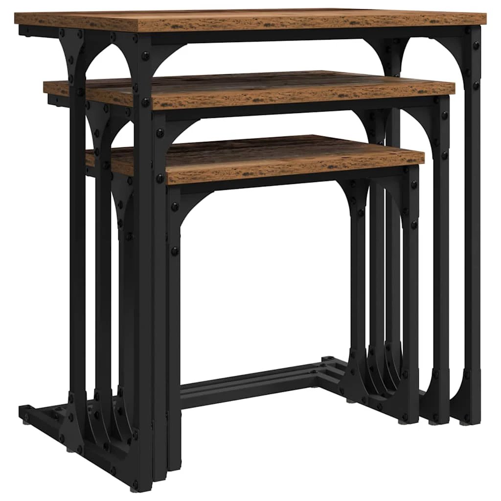 vidaXL vidaXL Nesting Coffee Tables 3pc Old Wood - Coffee Table