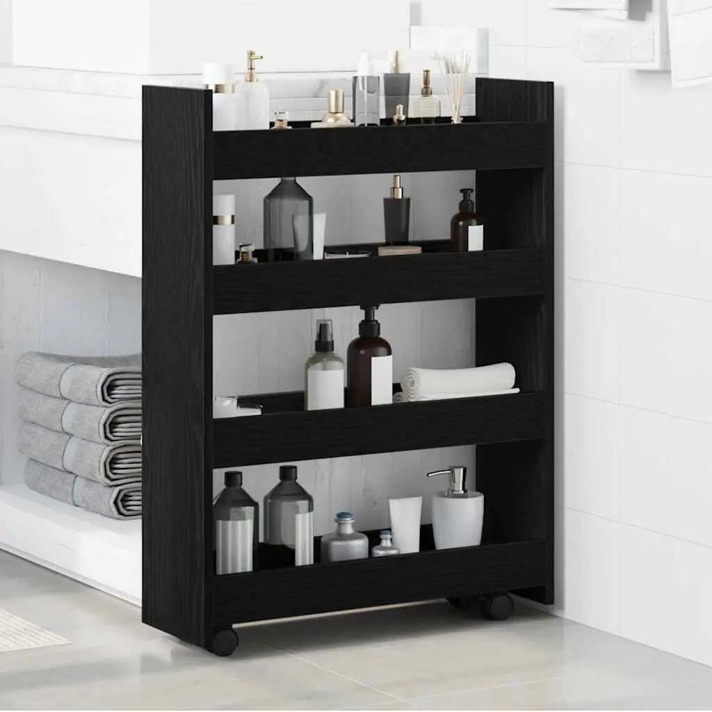 vidaXL Narrow Storage Trolley Black Oak 60 x 20 x 82 cm - from vidaXL