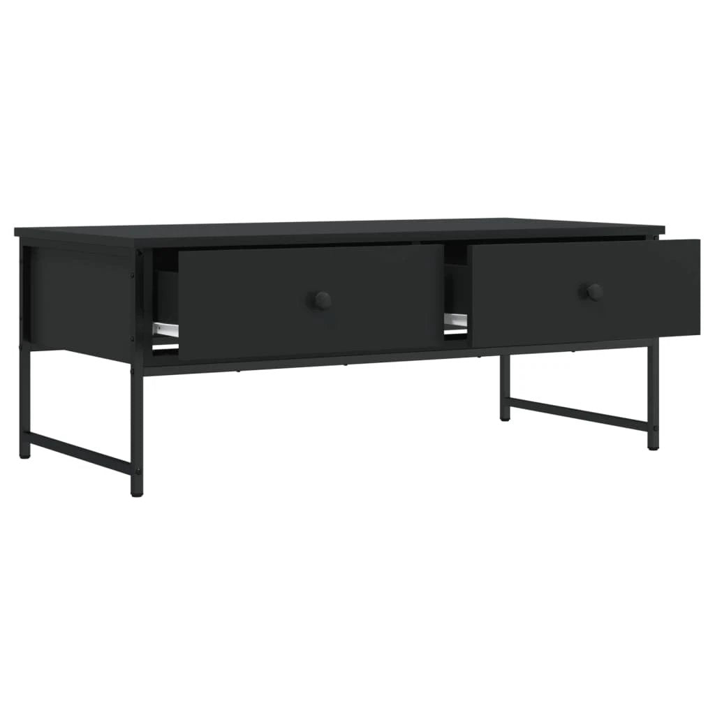 vidaXL VidaXL Coffee Table 101x49x39.5 Cm Engineered Wood Black Metal Frame Moisture Resistant Living Room - Coffee Table