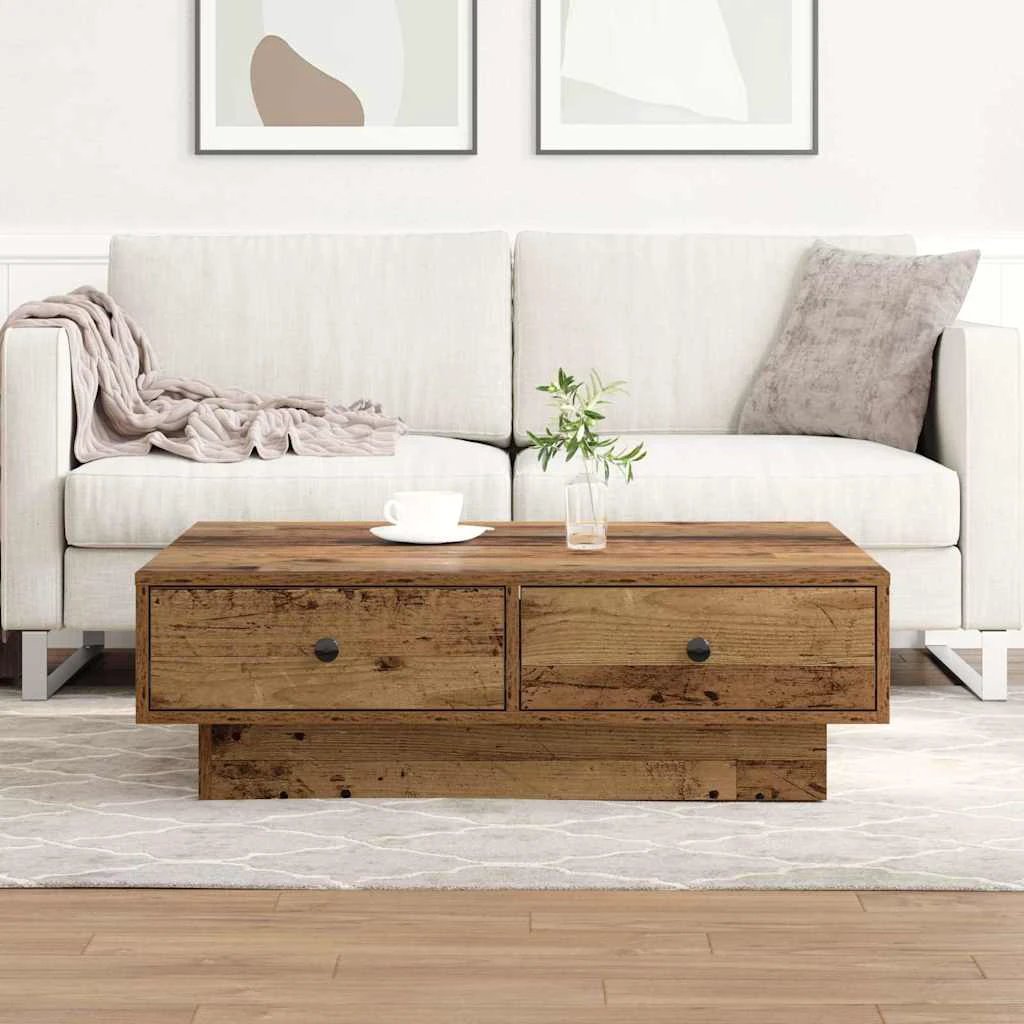 vidaXL vidaXL Coffee Table 90 x 90 x 28 cm Engineered Wood Rustic Finish Living Room - Coffee Table