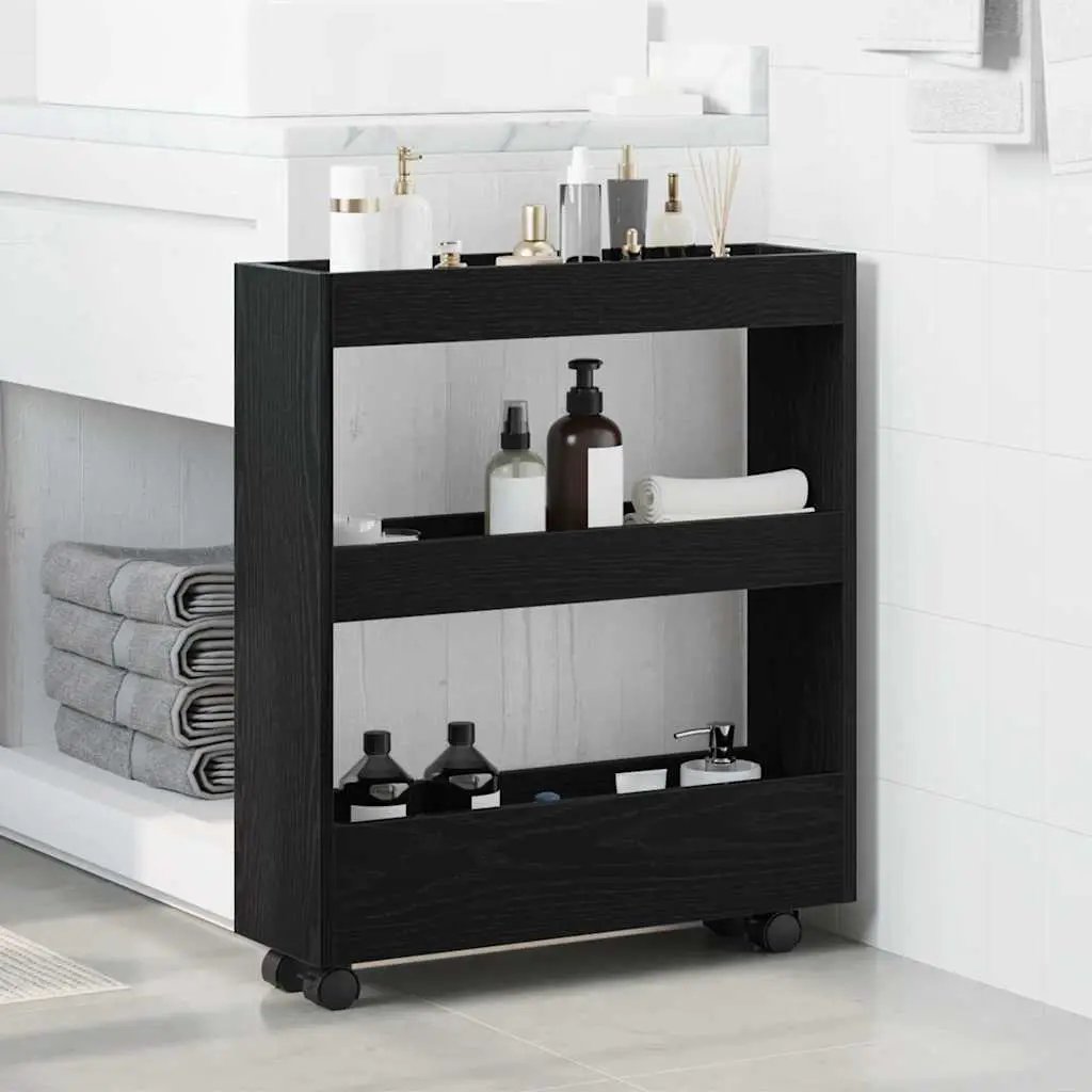 vidaXL Narrow Storage Trolley Black Oak 60 x 18 x 70 cm - from vidaXL