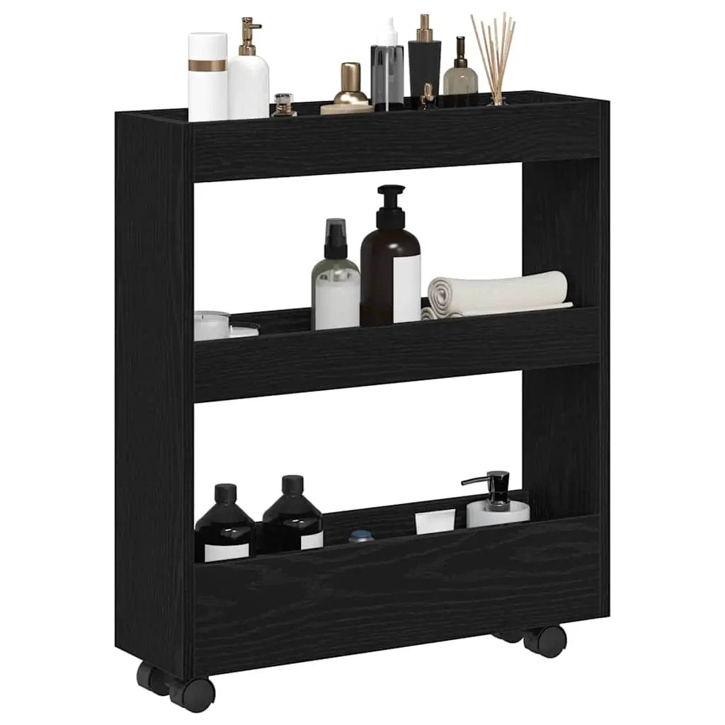 vidaXL Narrow Storage Trolley Black Oak 60 x 18 x 70 cm - from vidaXL