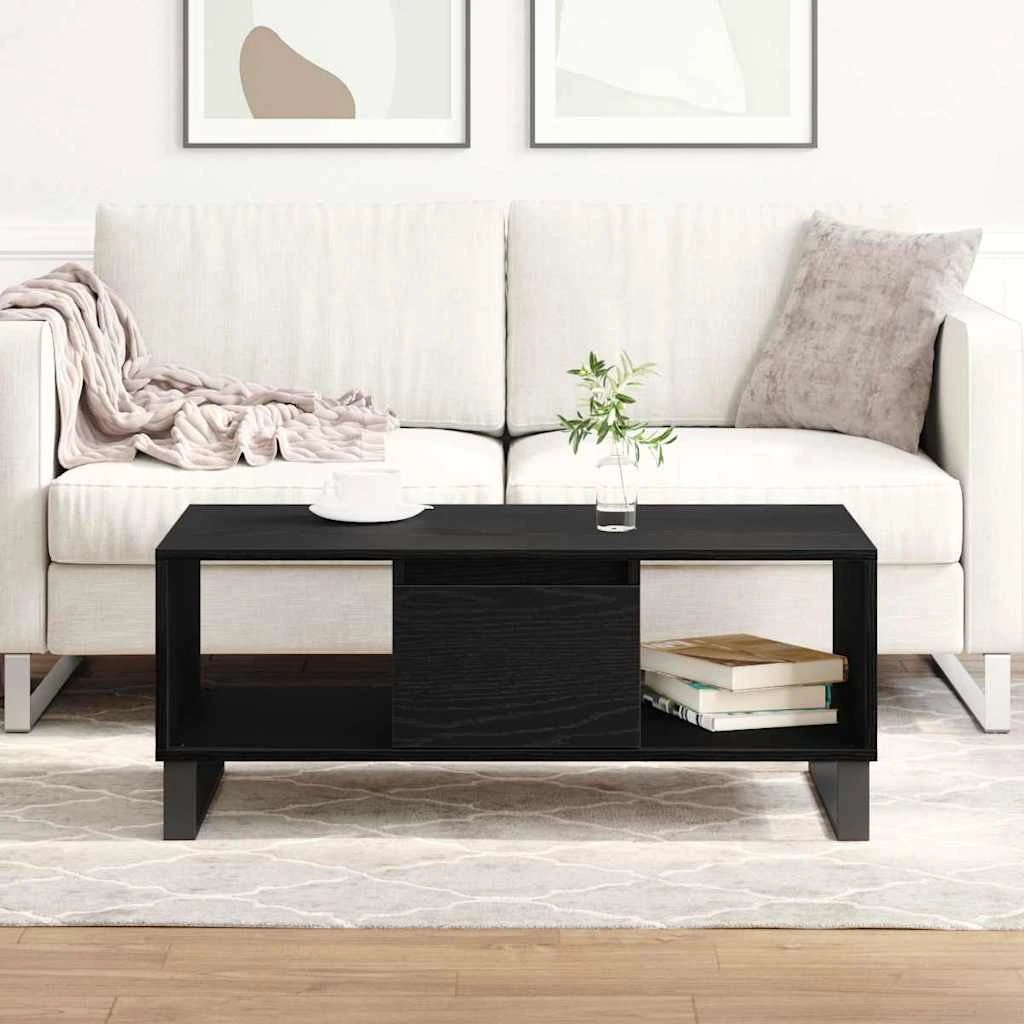 vidaXL VidaXL Coffee Table 90 x 50 x 36.5 cm Engineered Wood Black Oak Finish For Living Room - Coffee Table
