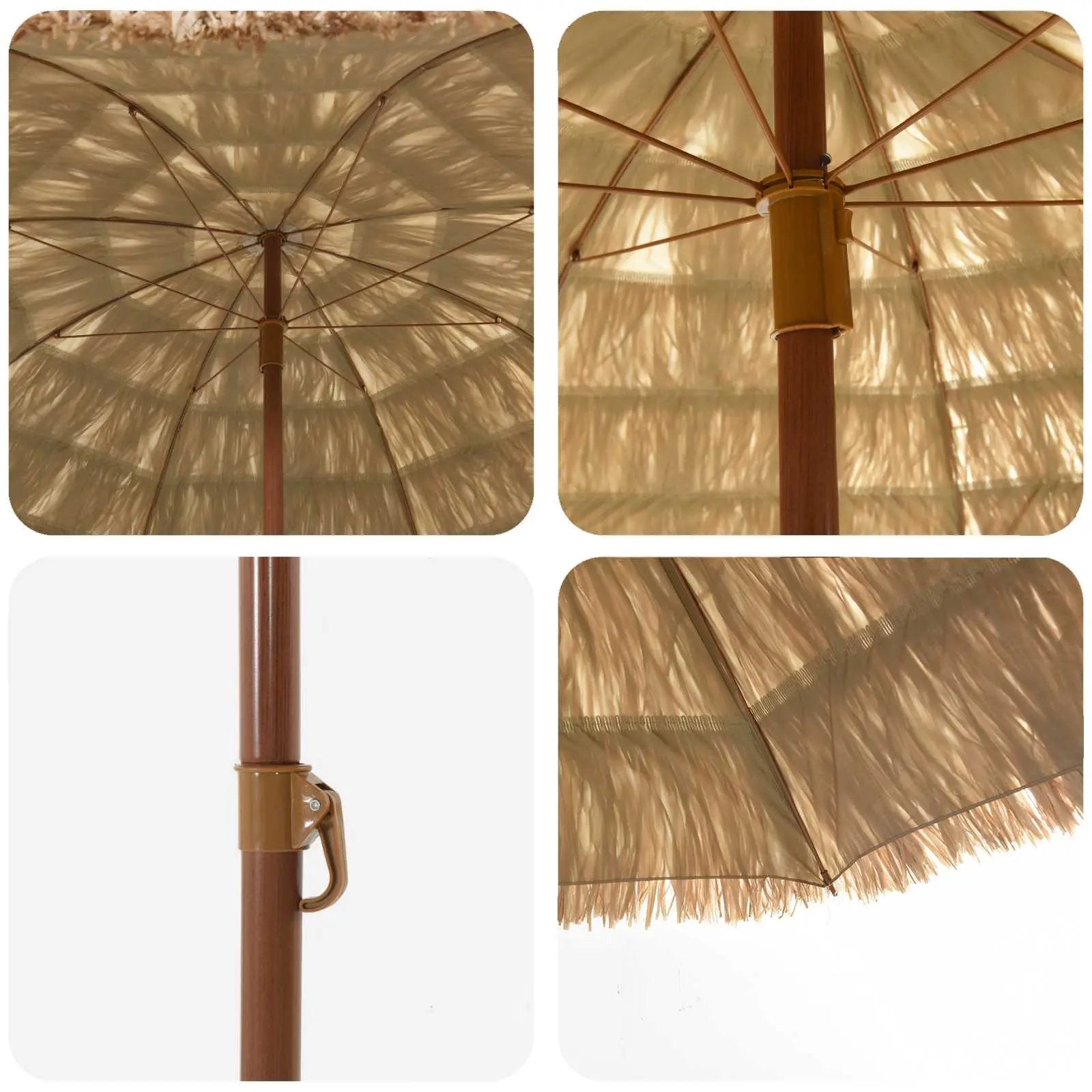 vidaXL vidaXL Beach Parasol Natural 255 x 255 x 255 cm Polyester and Steel - Parasol