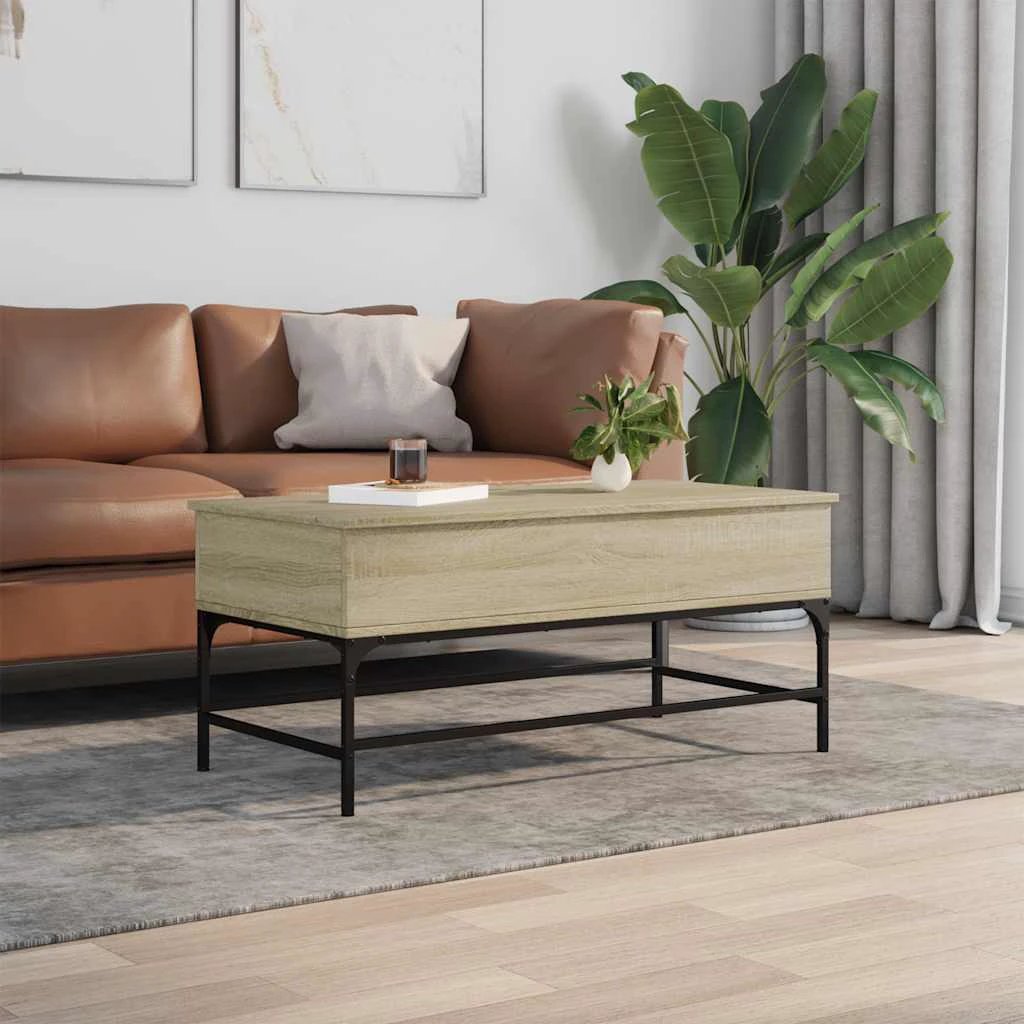 vidaXL VidaXL Coffee Table 100x50x45 cm Engineered Wood and Metal Durable Moisture-Resistant Finish For Living Room Decor - Coffee Table