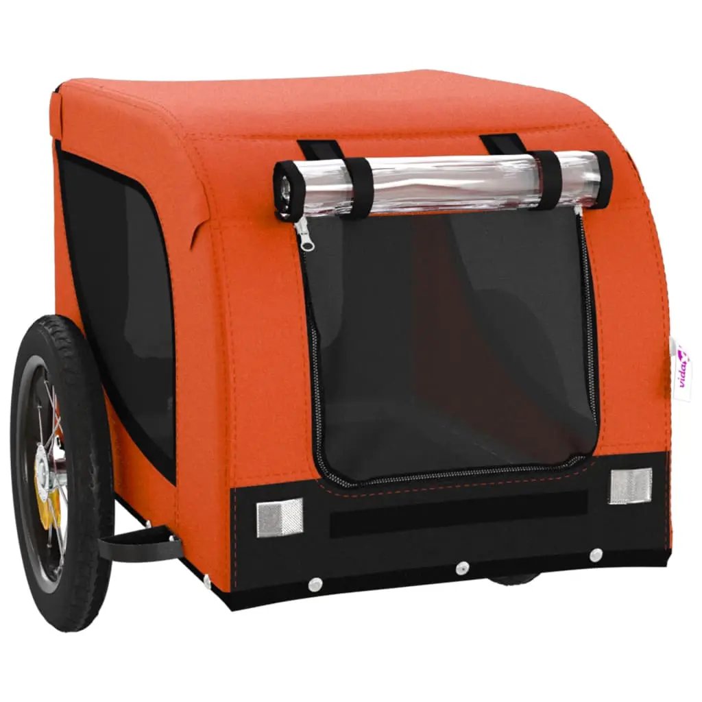 vidaXL Pet Bike Trailer Orange and Black Oxford Fabric and Iron - from vidaXL