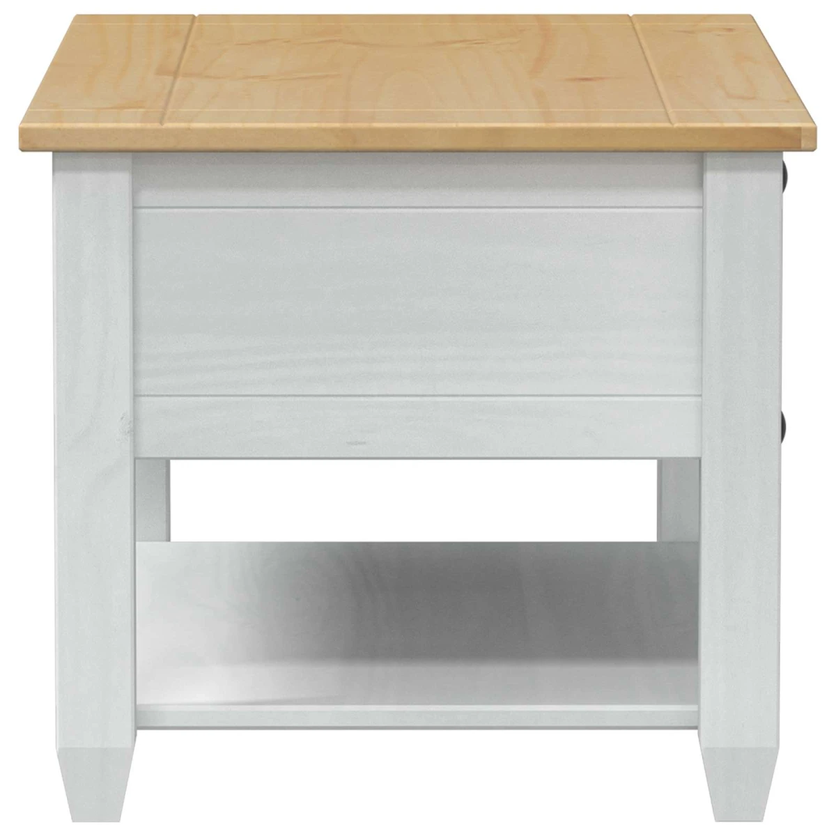 vidaXL VidaXL Rustic White Coffee Table With Drawer 85 X 50 X 45 cm Solid Pine Wood Modern Living Room - Coffee Table