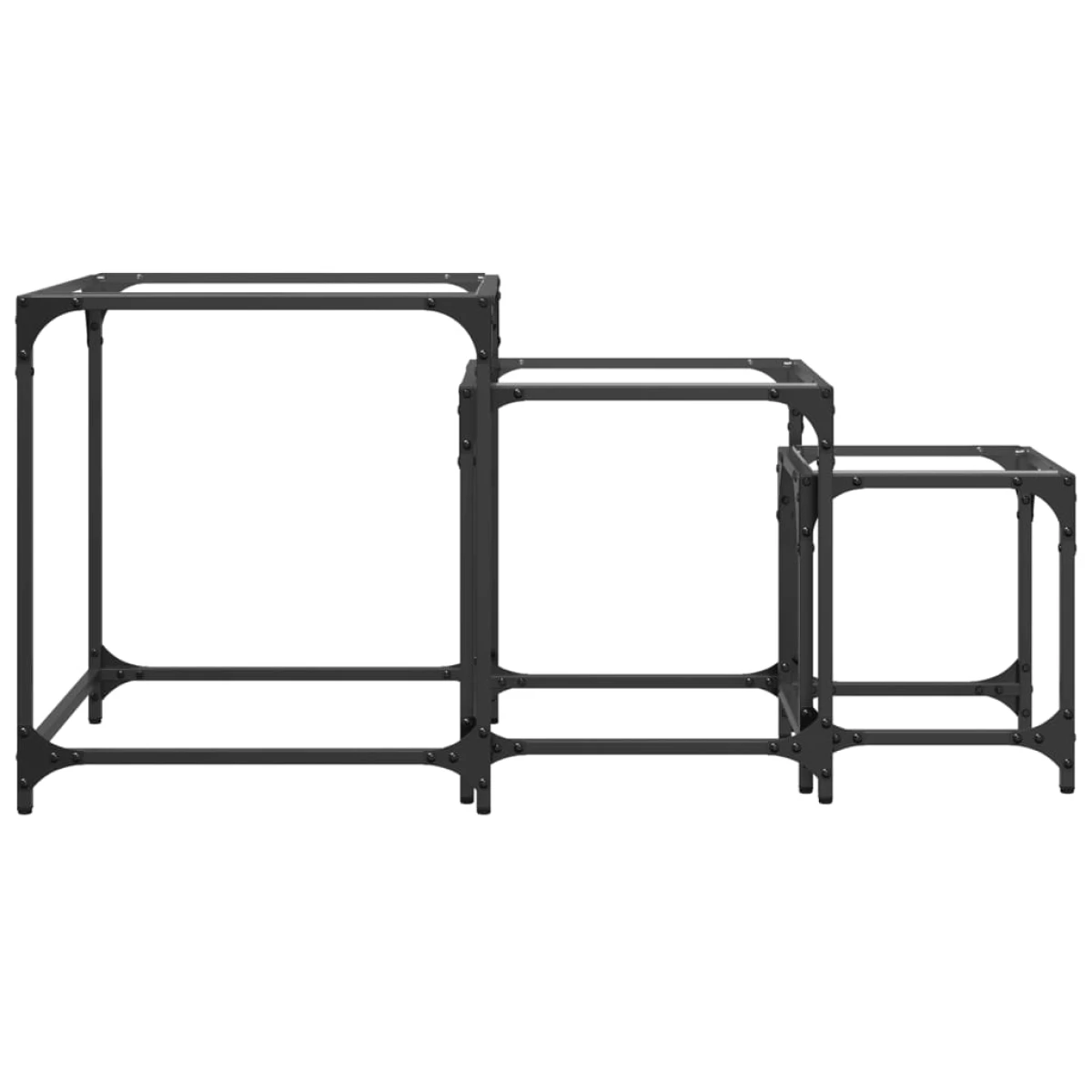VidaXL Nesting Coffee Tables 3 Piece Set Steel Frames Transparent Glass Tops For Living Room by vidaXL