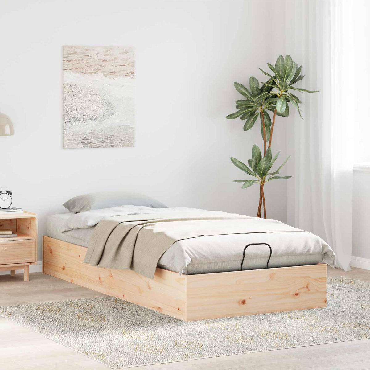 vidaXL Ottoman Bed Frame with Storage Natural 70 x 190 cm - from vidaXL