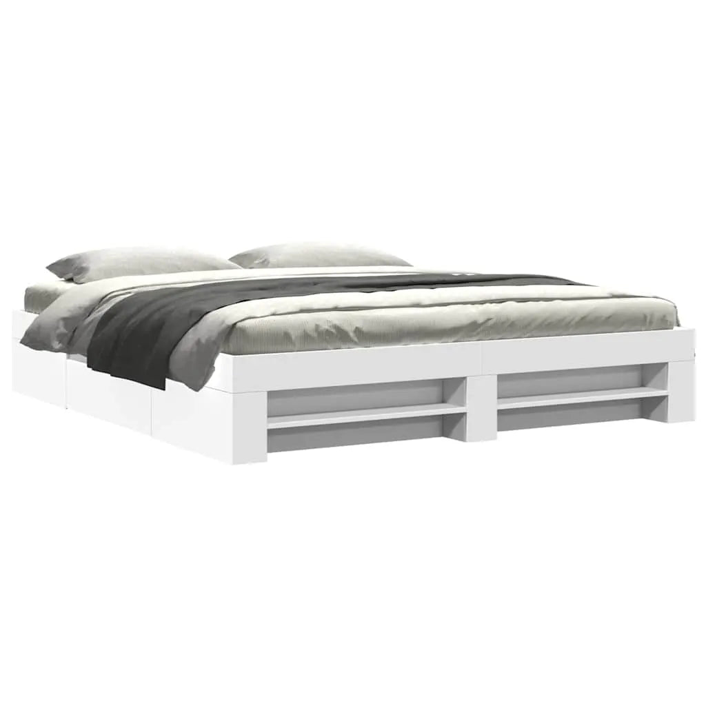 vidaXL Bed Frame without Mattress White 200x200 cm Engineered Wood - from vidaXL