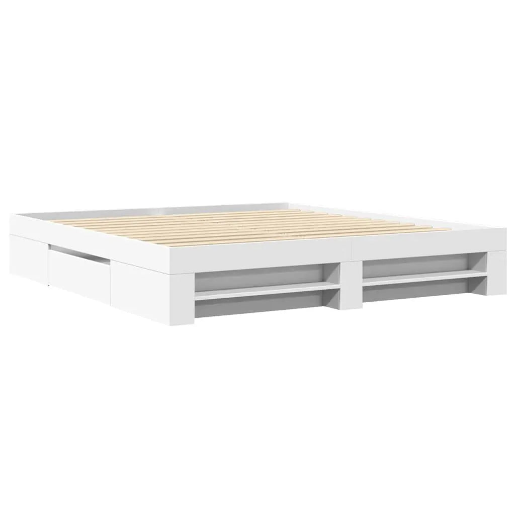 vidaXL Bed Frame without Mattress White 200x200 cm Engineered Wood - from vidaXL
