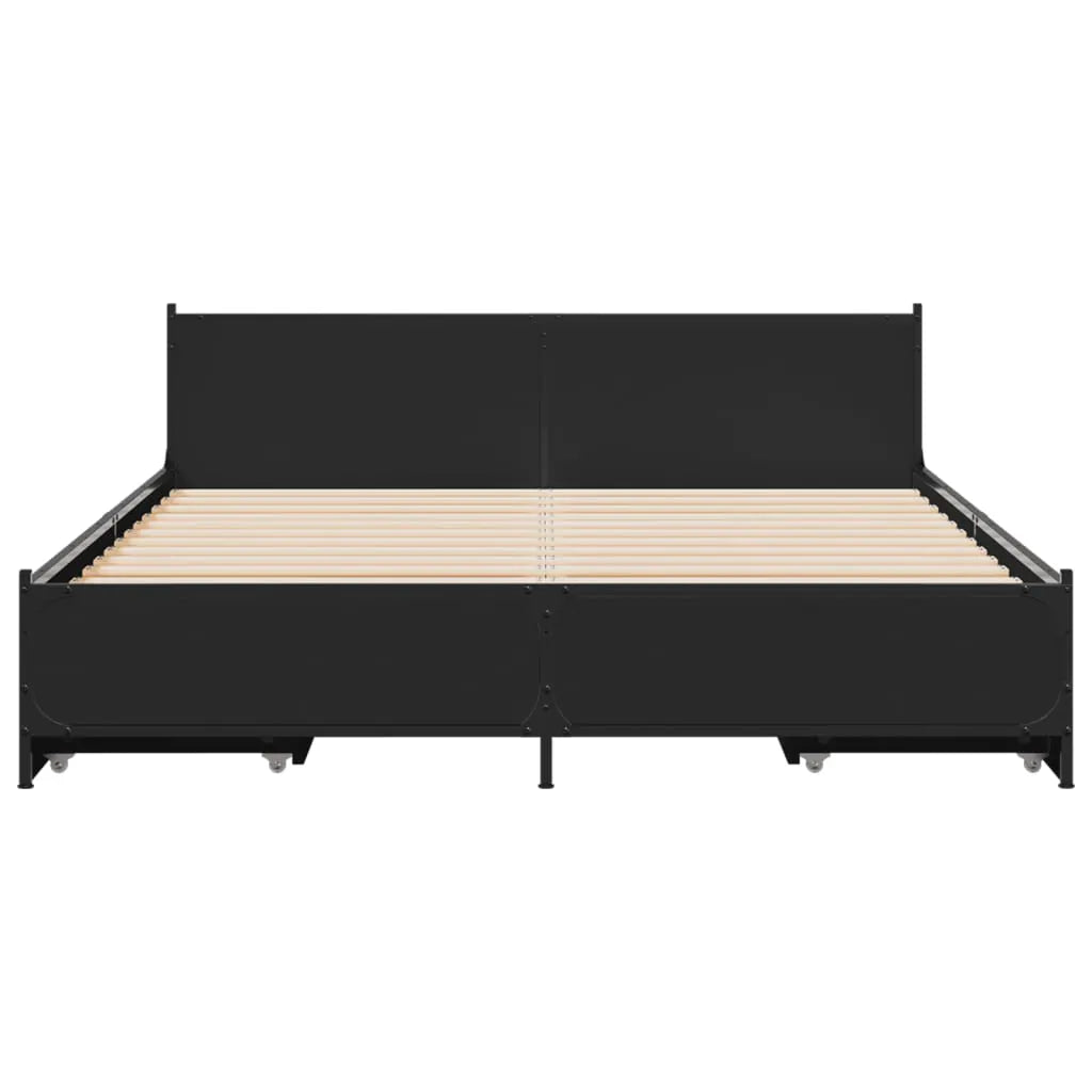 vidaXL Bed Frame with Drawers without Mattress Black 135x190 cm Double - from vidaXL