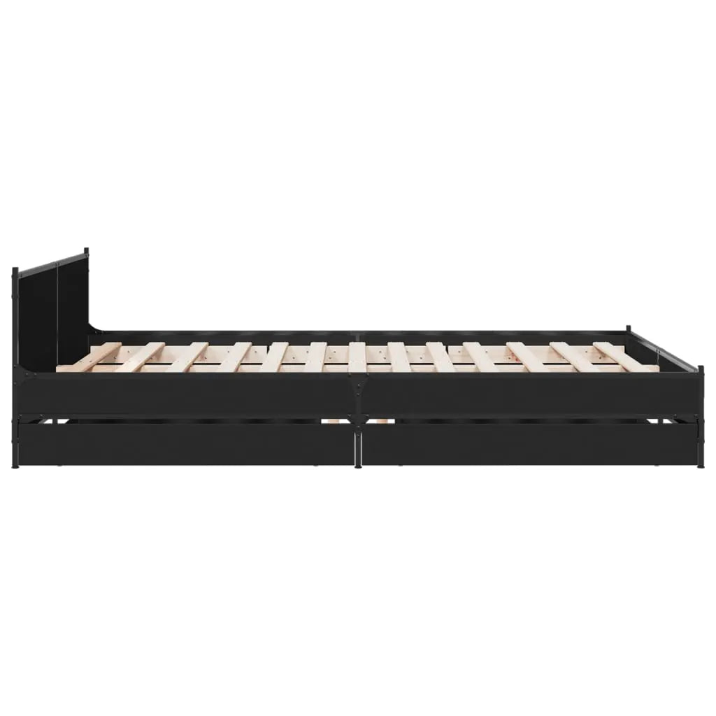 vidaXL Bed Frame with Drawers without Mattress Black 135x190 cm Double - from vidaXL